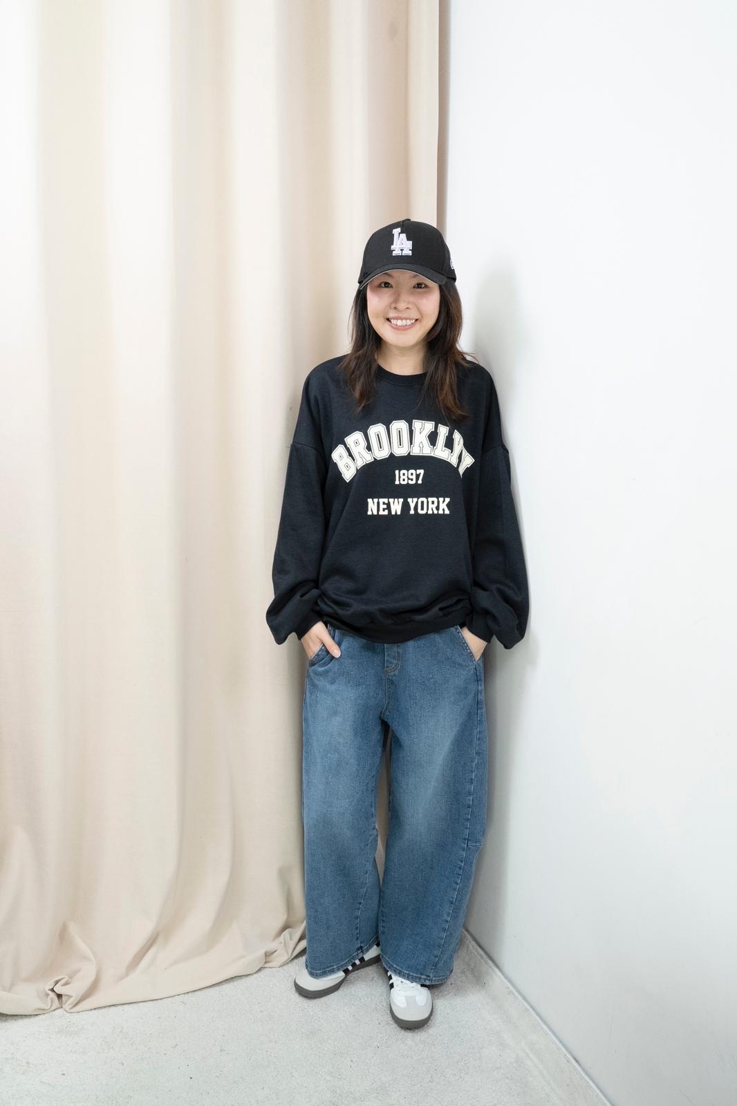 加絨有型文字衞衣（深藍色）