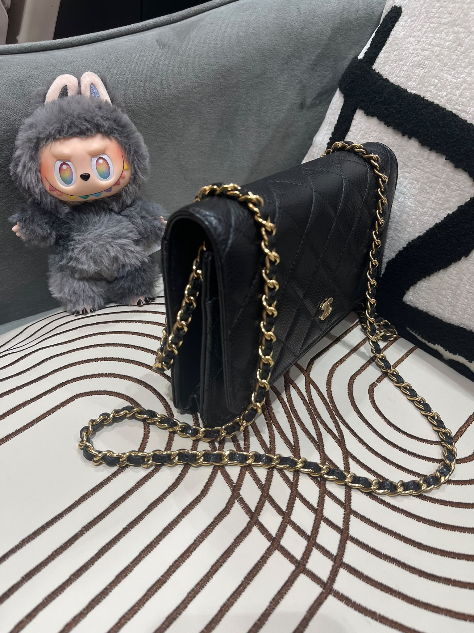 Chanel Wallet On Chain 黑色荔枝牛皮金鏈 100%Authentic, 99%New ✅晶片 ✅Dust bag ✅Box