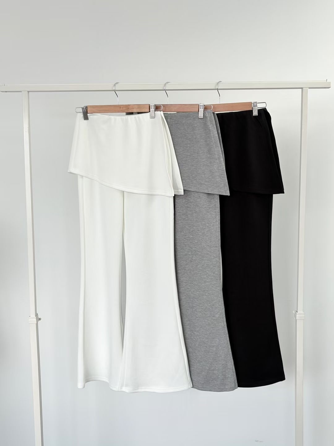 韓國棉質斜斜裙褲