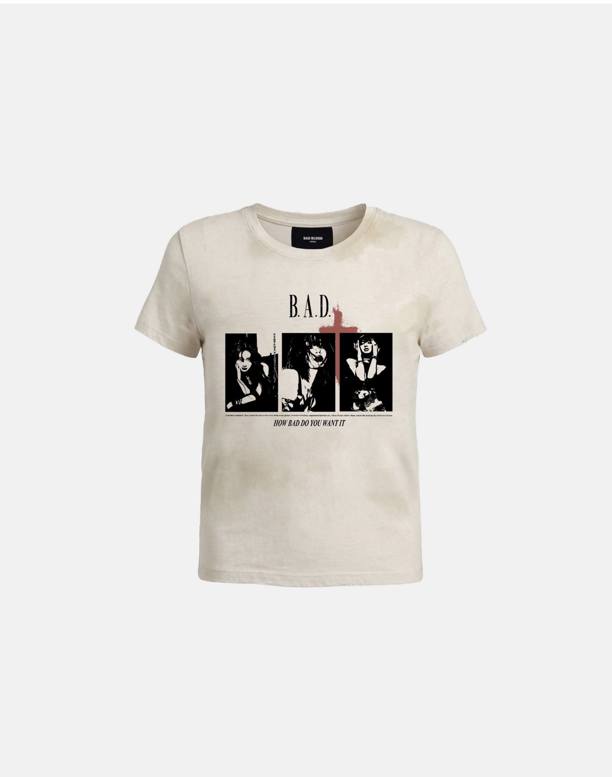 BADBLOOD[w-tee26-132] B.A.D. Trinity Girls Short Sleeve T-Shirt - Cream