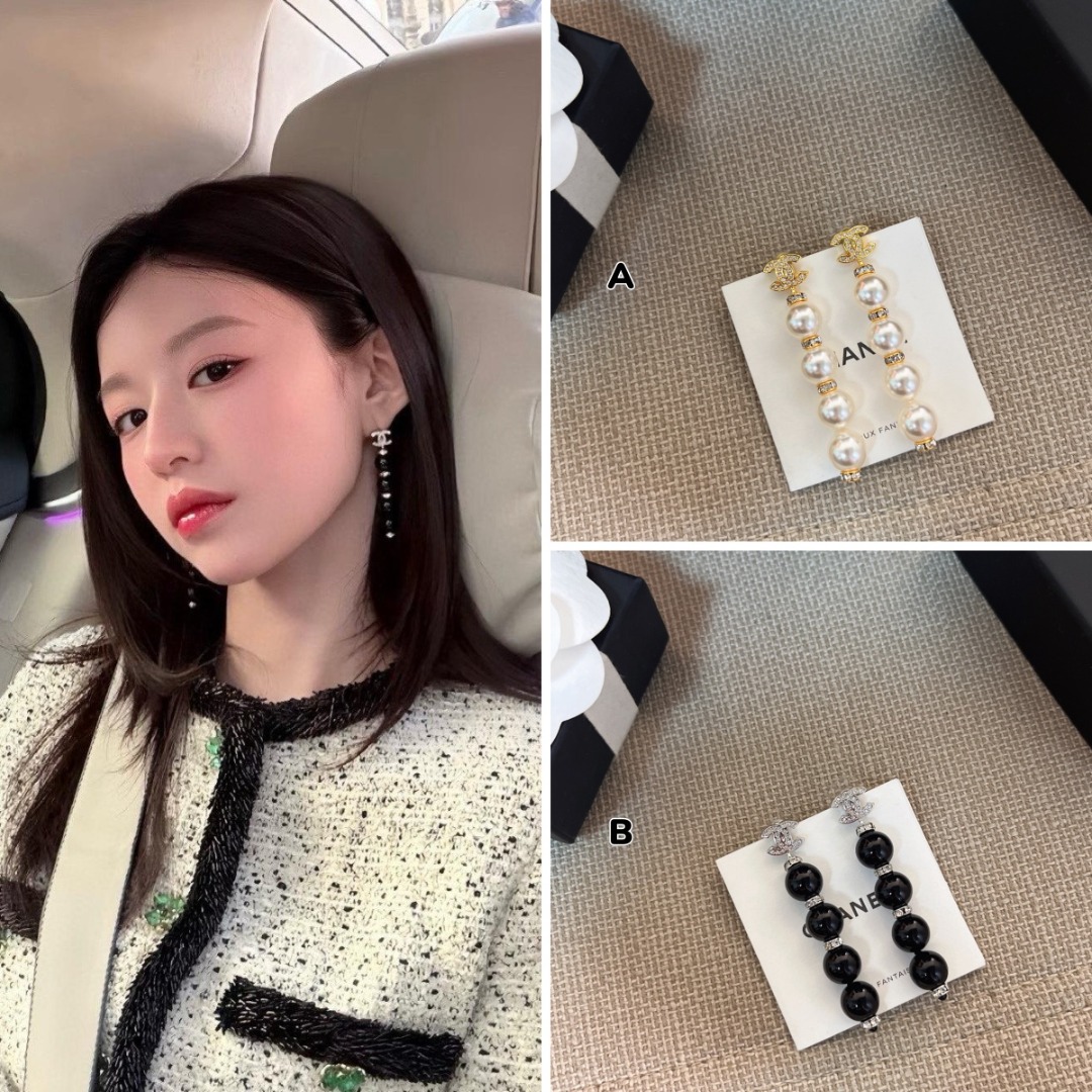 CHANEL CC吊飾燈籠珠耳環 連禮盒