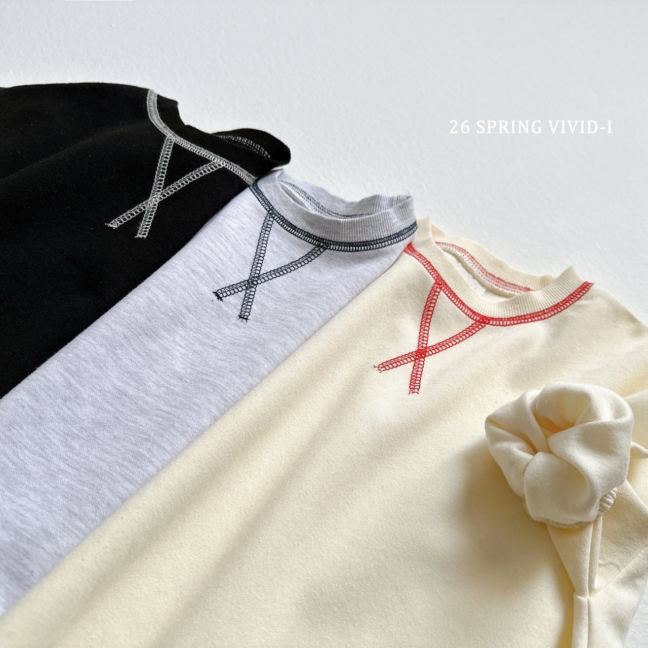 🌸預訂 韓國直送🌸🇰🇷VIVIDI三色撞色縫線寬鬆衛衣