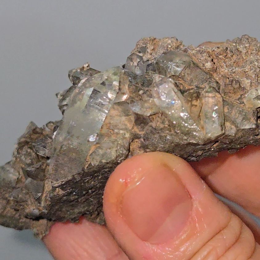 Epidote inclusion quartz cluster - CQ505
