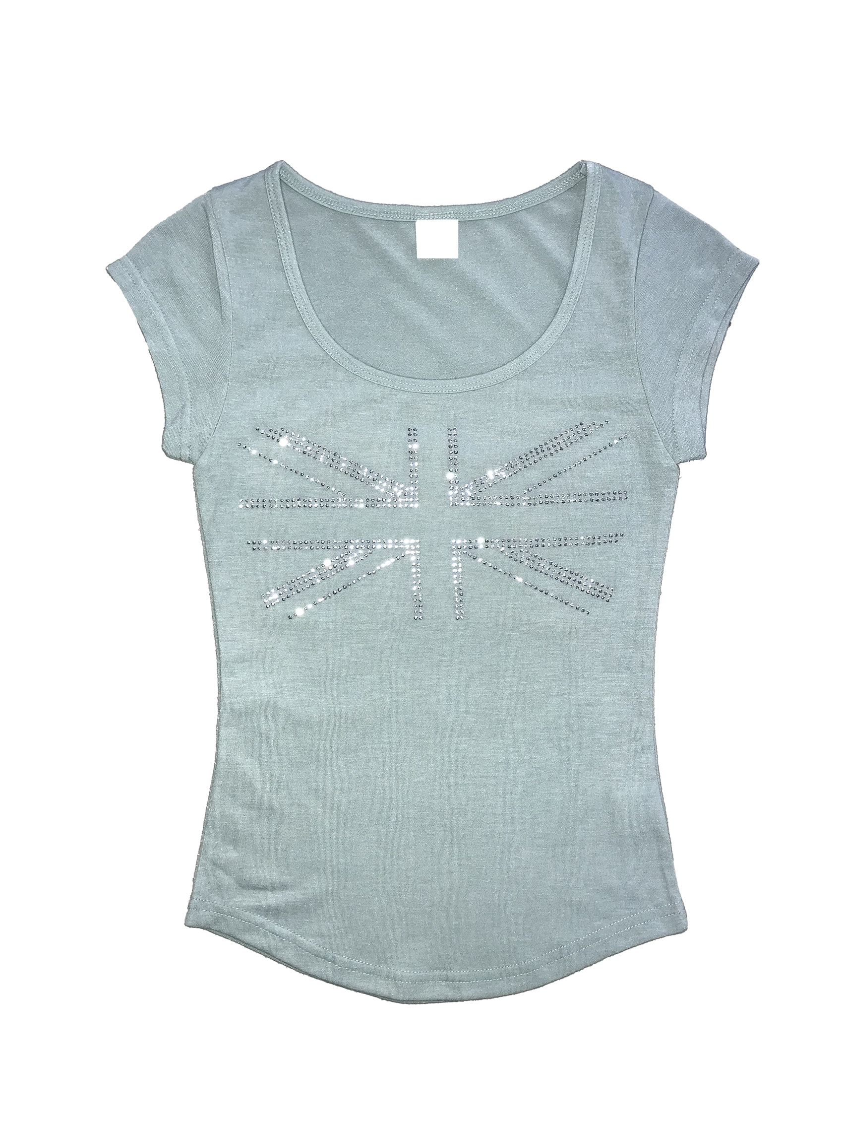 Rhinestone Scoop Neck Cap-Sleeve Top