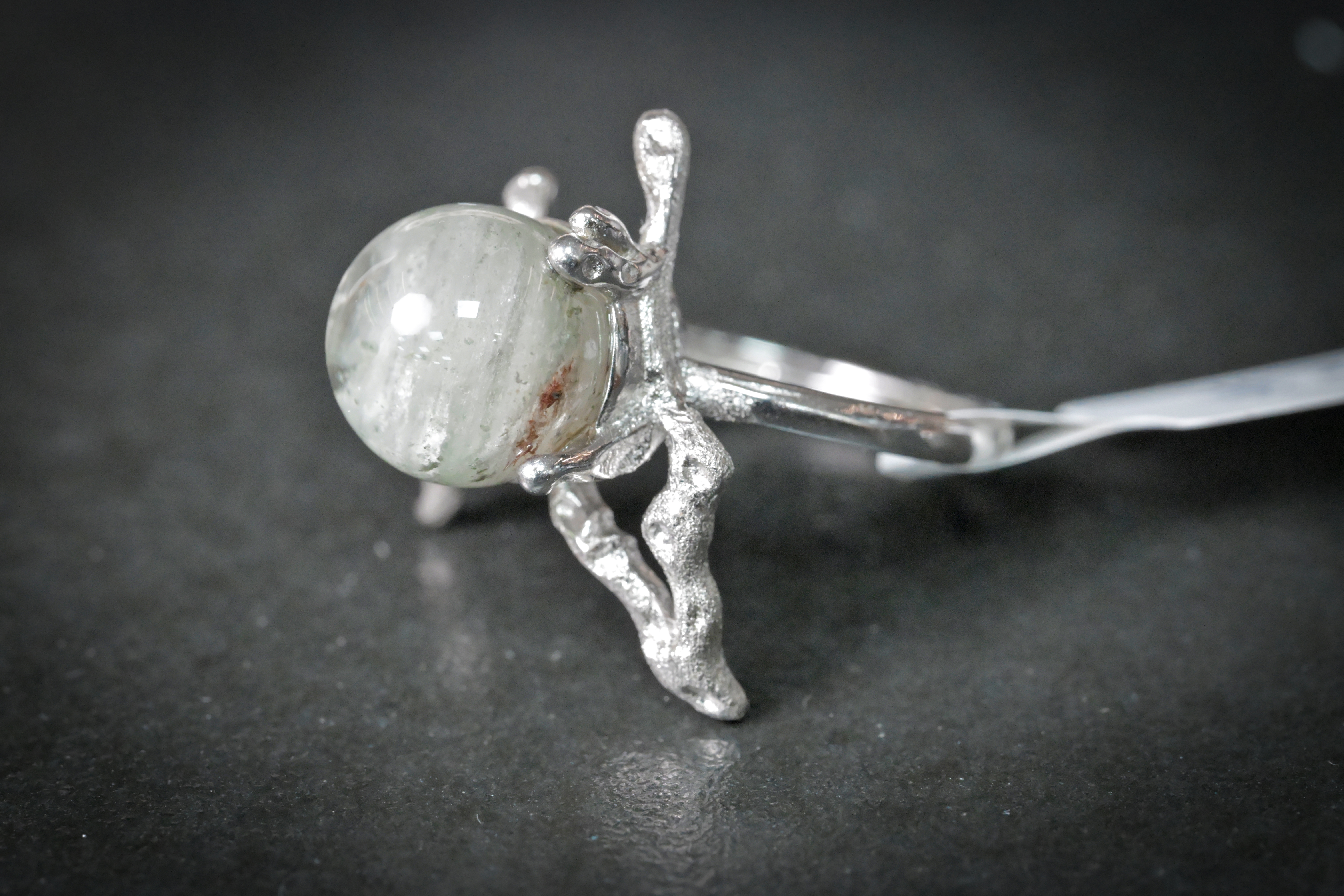 綠幽靈水晶純銀戒指 #031｜日信水晶 身心工房｜Green Phantom Crystal Sterling Silver Ring #031