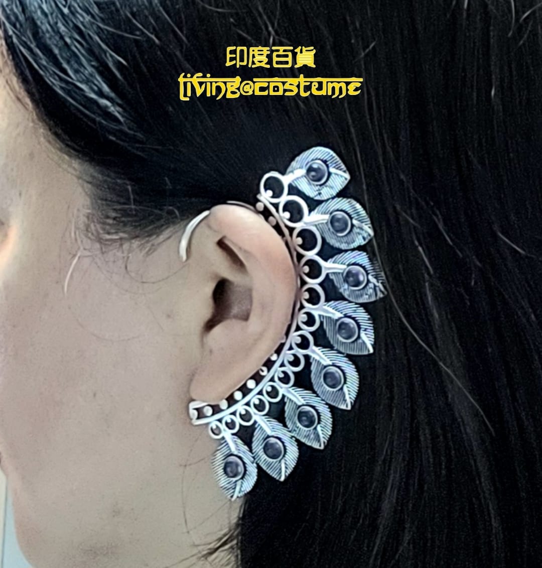 印度水晶黃銅耳掛