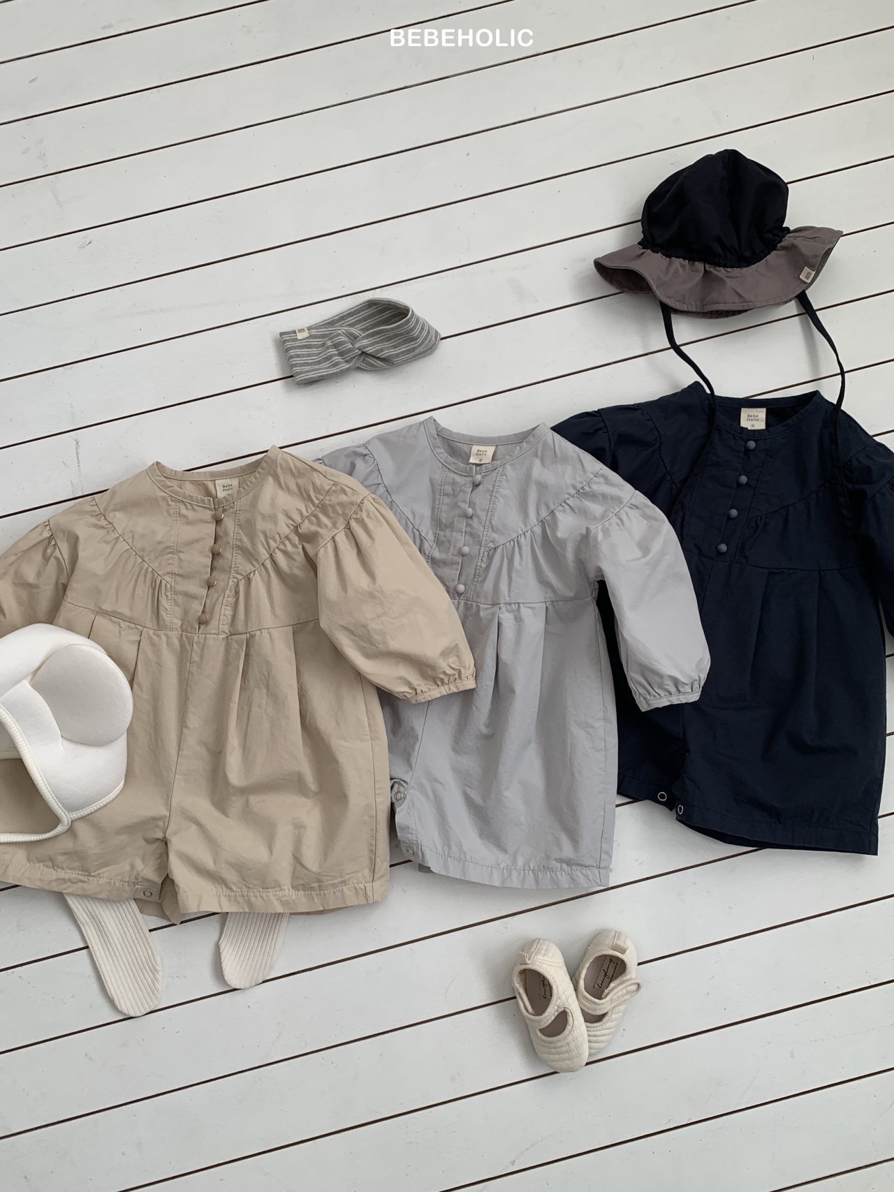 🌸預訂 韓國直送🌸🇰🇷BEBEHOLIC三色簡約寬鬆長袖連身褲