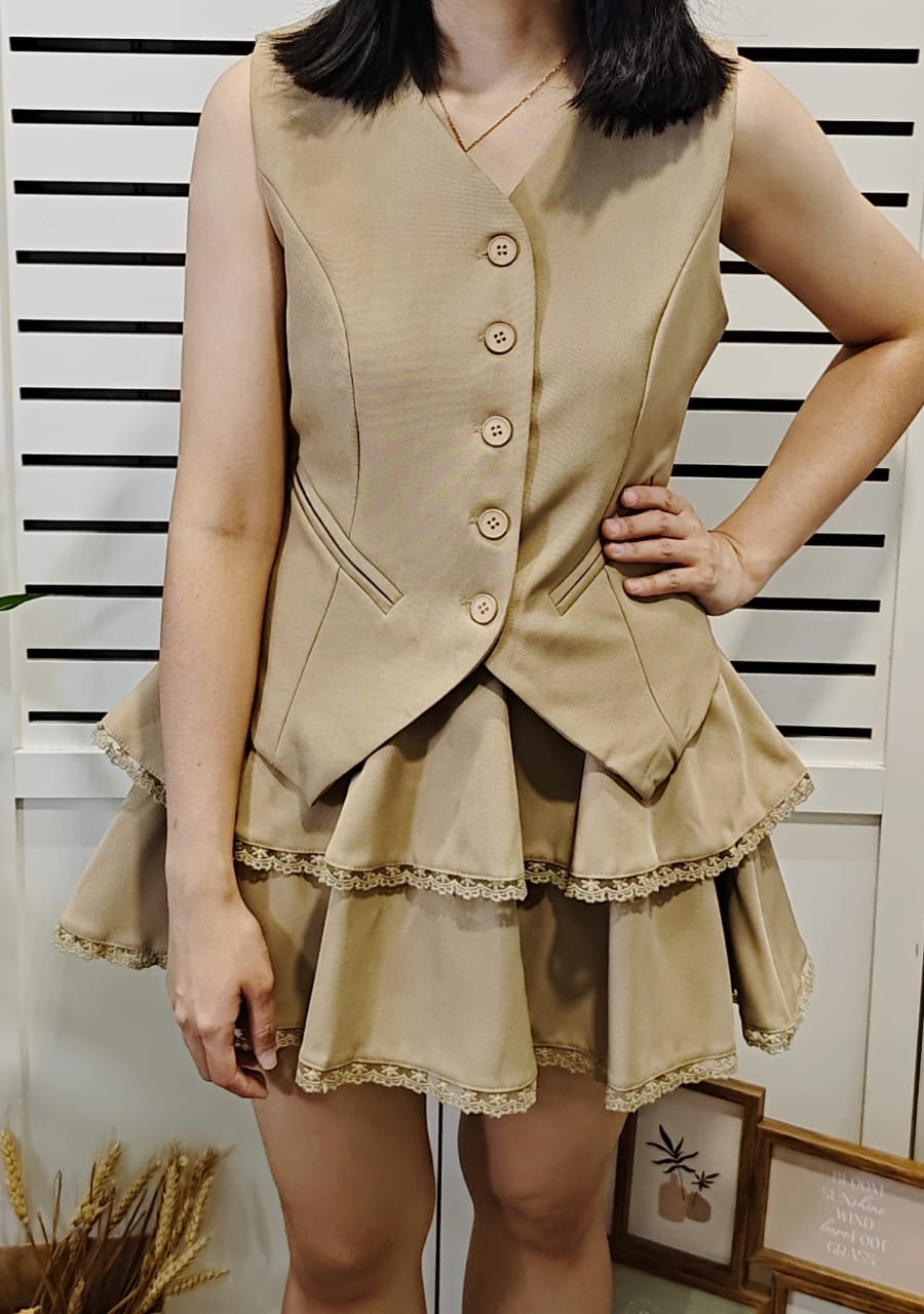 K5663 Vest Layeredcake Mini Skirt Set