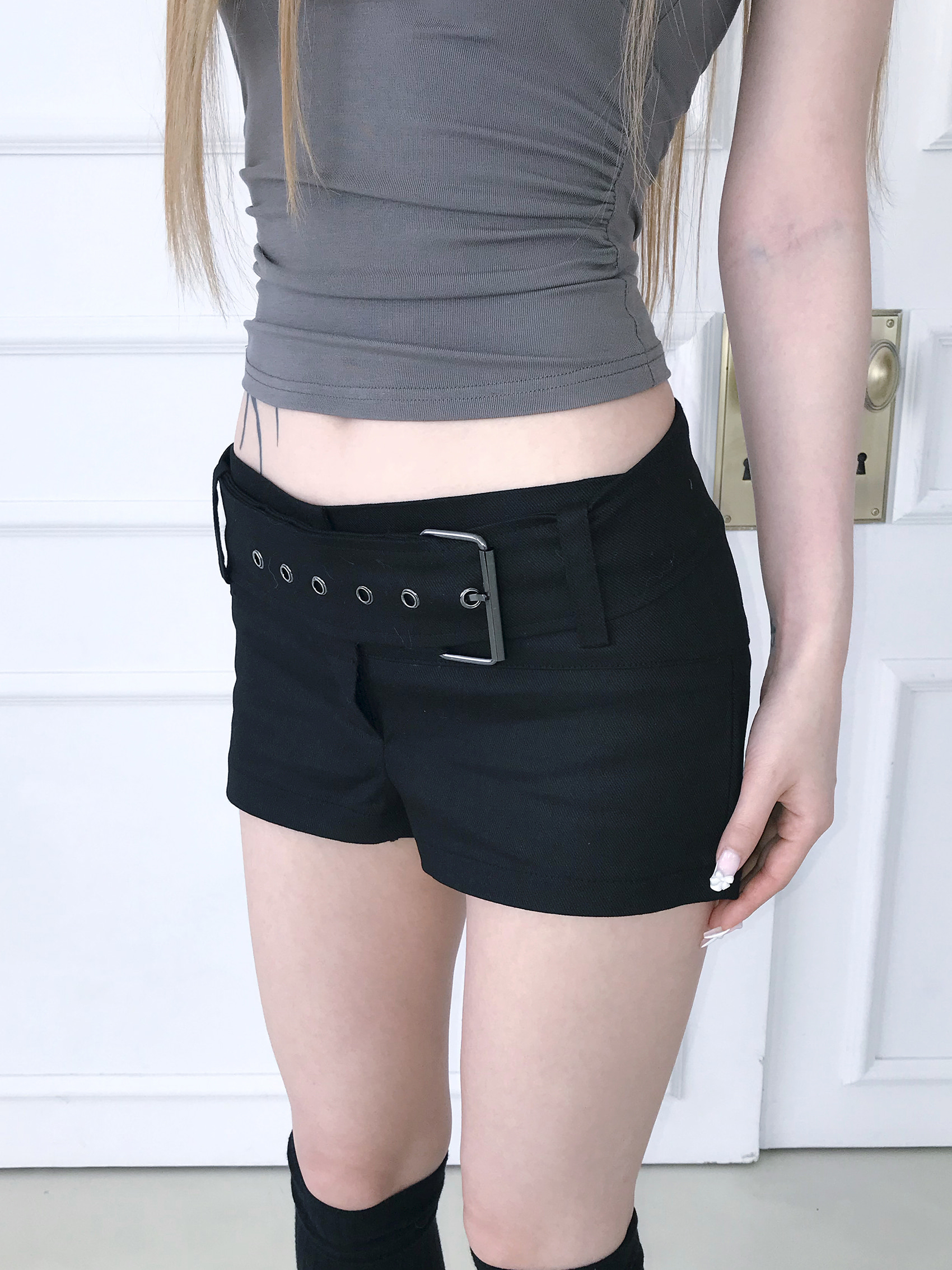 Low Rise Belted Micro Shorts