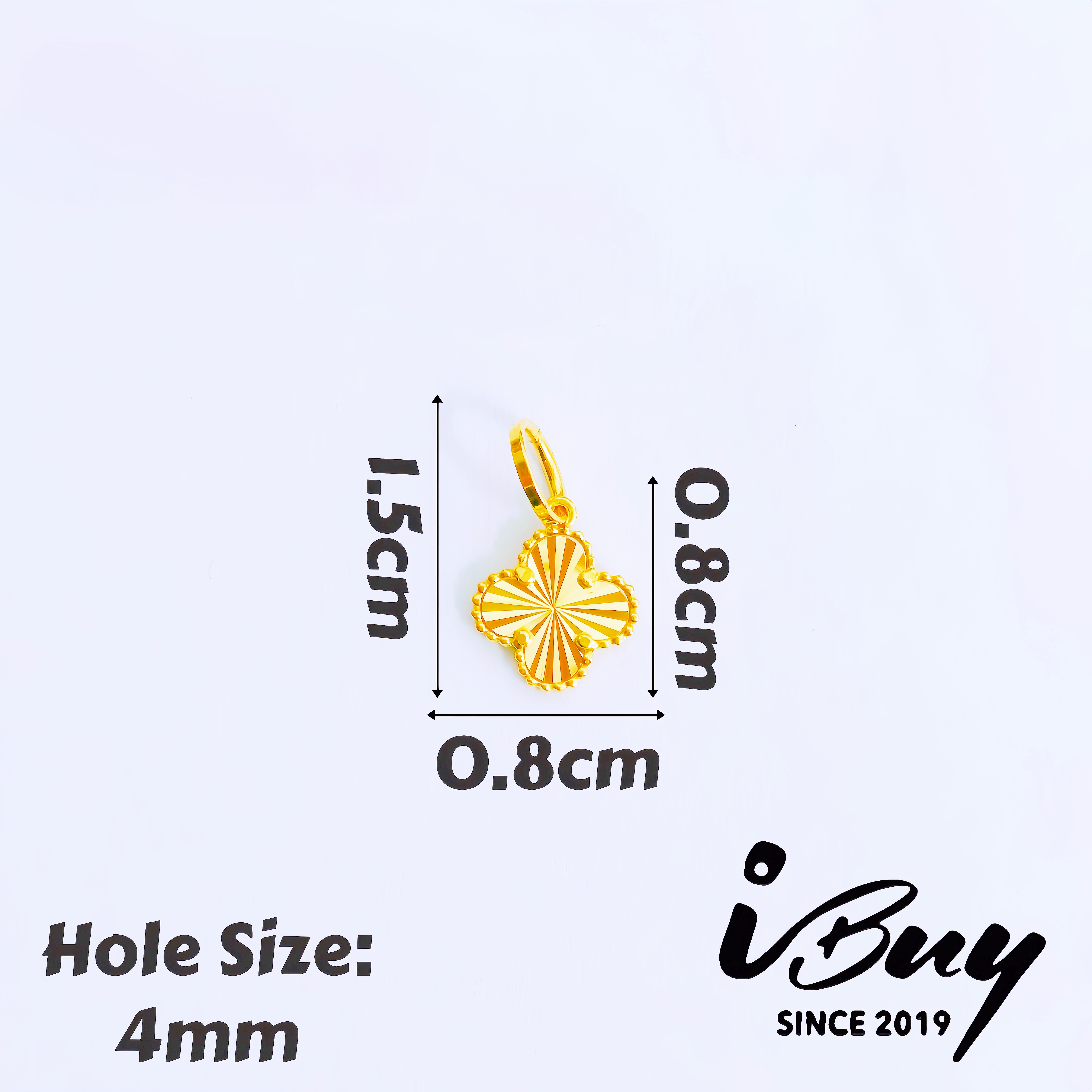 916 GOLD 8MM FULL GOLD VCA PENDANT (THIN) 916 金 8MM 珠边镭射四叶草吊坠（薄）