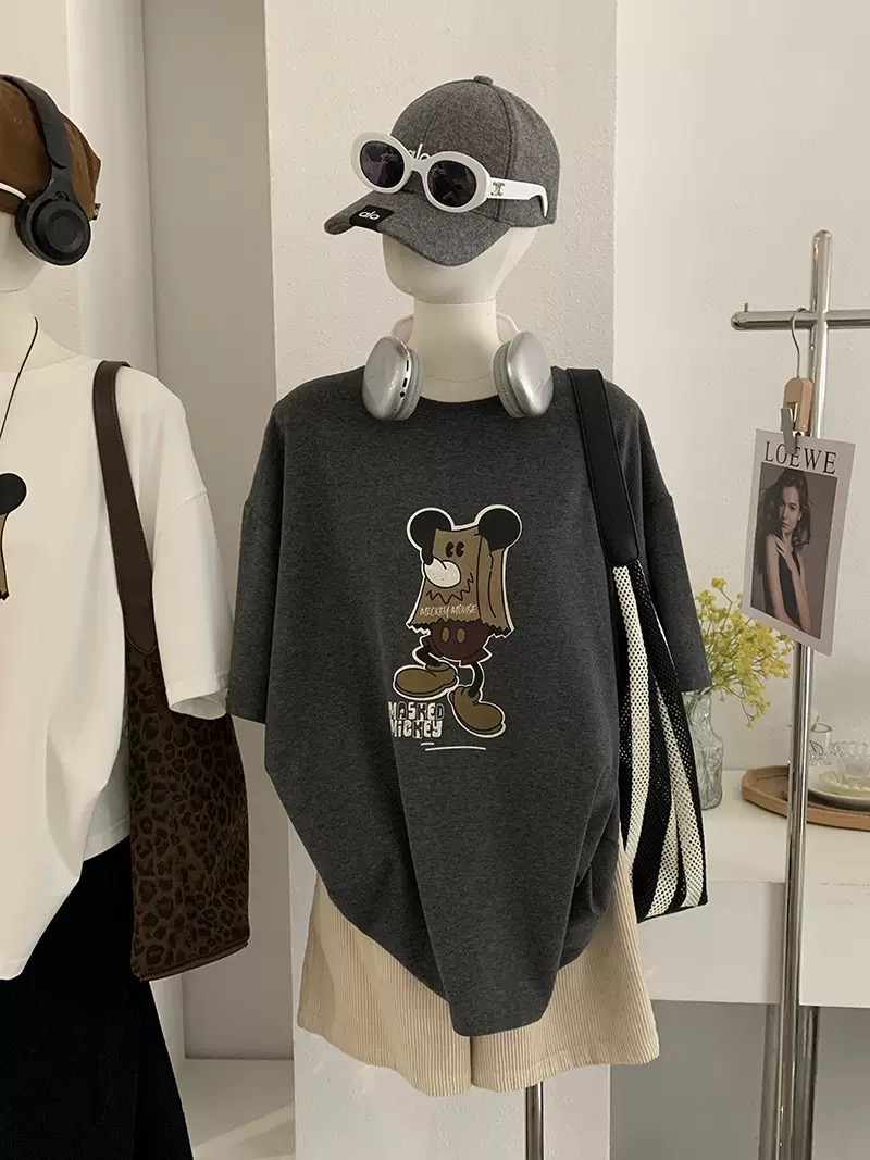 宽松大版米奇卡通Tee