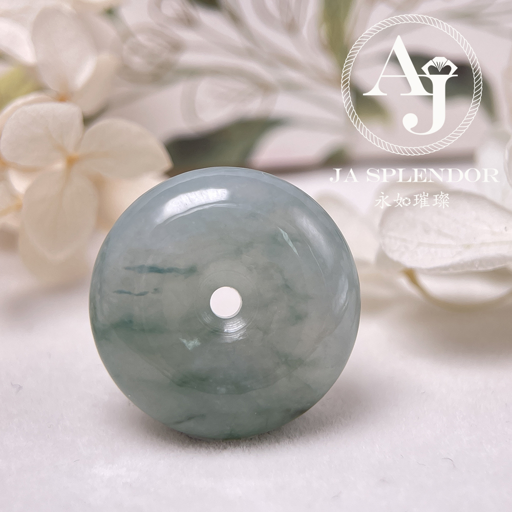 JN-177 天然翡翠A玉 冰種飄綠平安扣