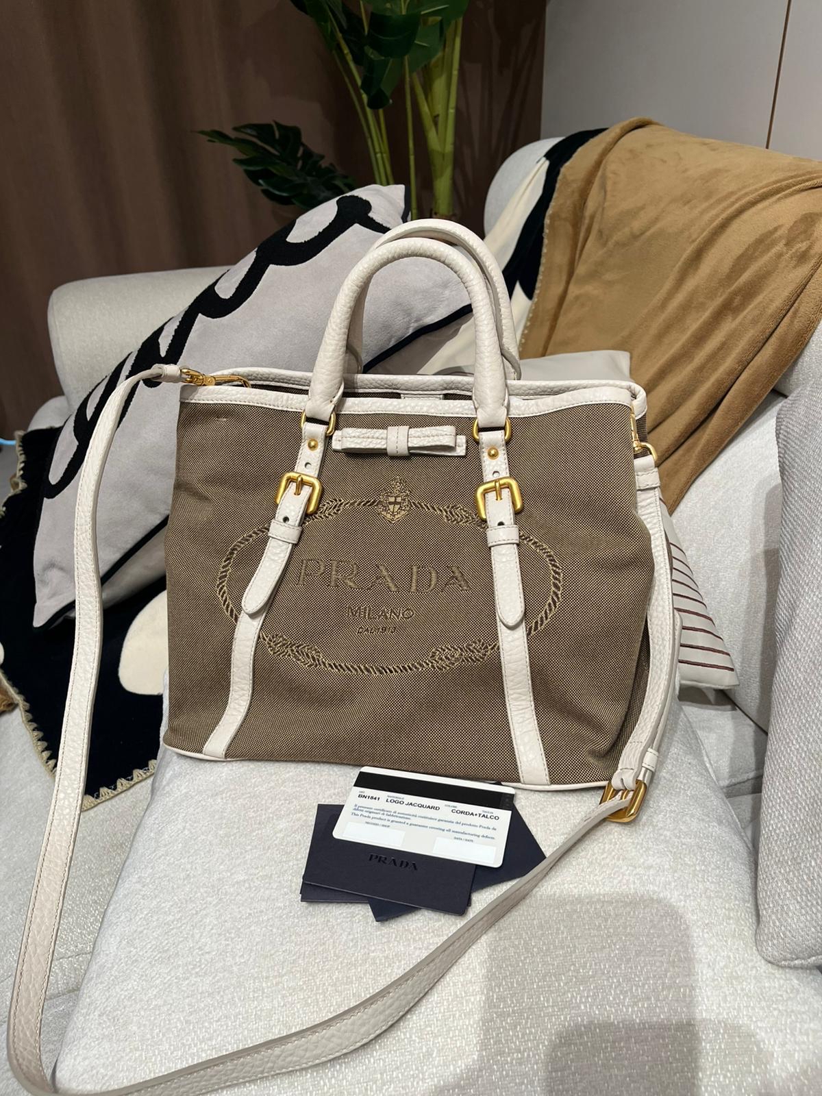 Prada canvas 2way bag 100%Authentic, 95%new ✅ certificate card ✅strap 