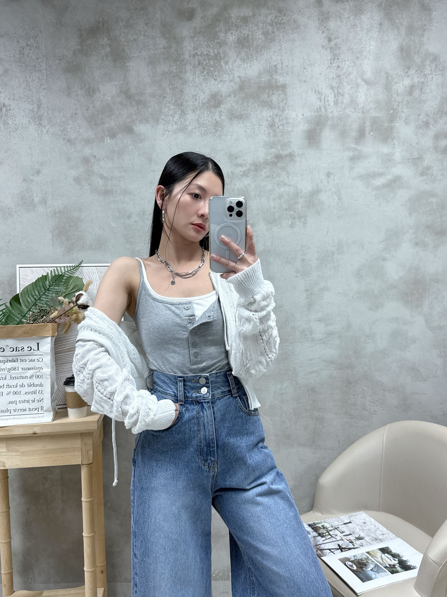 B10 拼色扣鈕Bra top