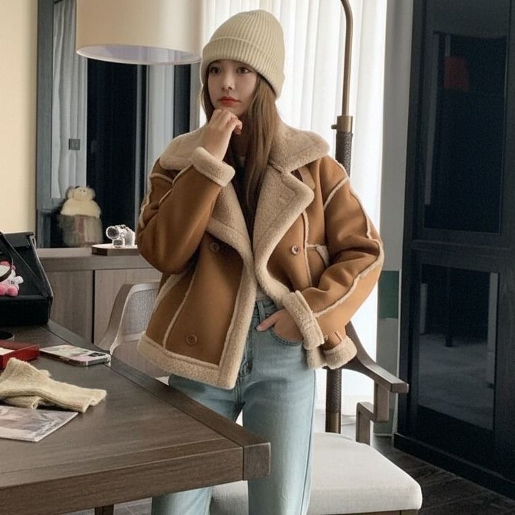 韓系成人仿麂皮外套