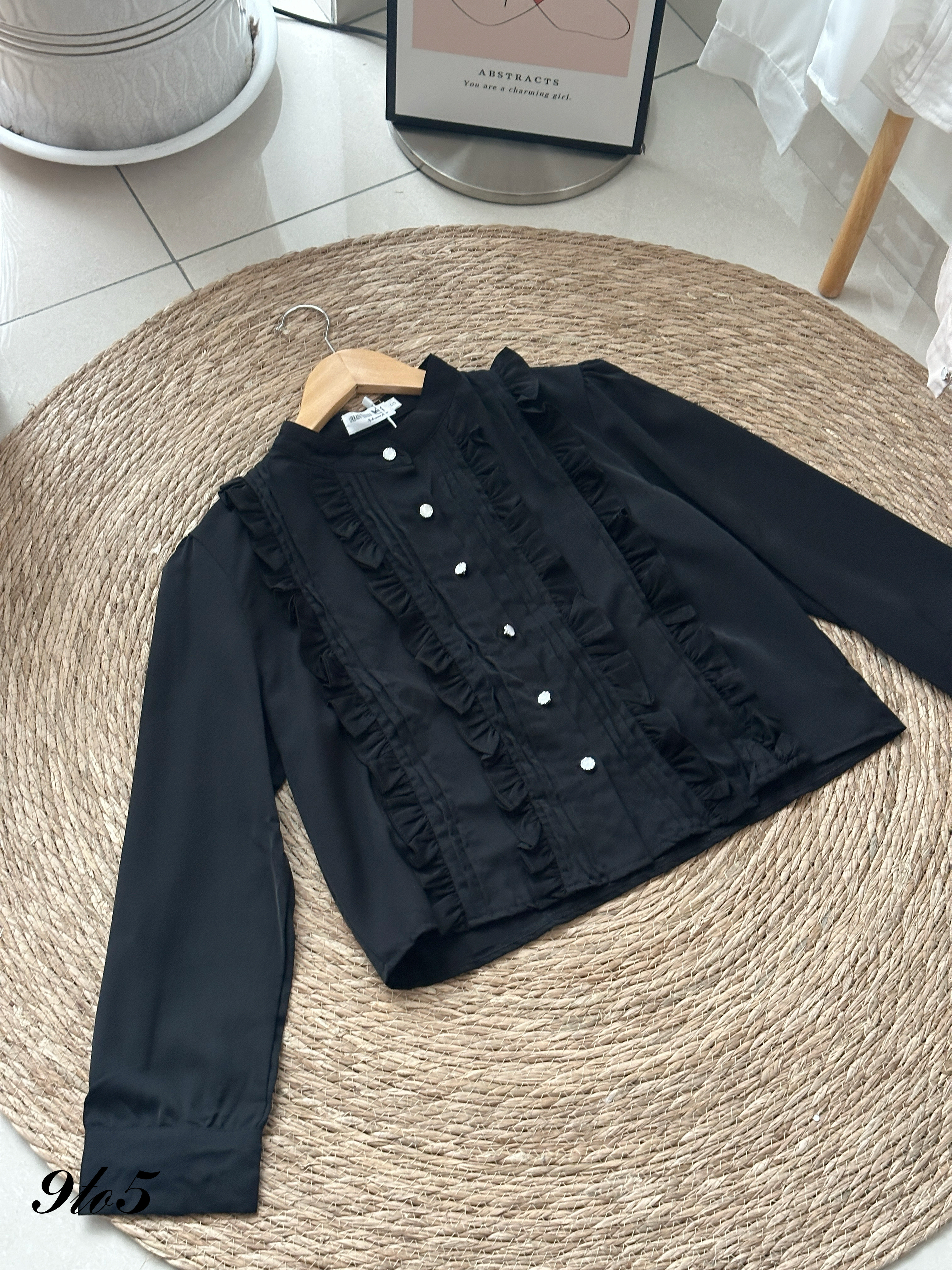 T4154 Mock Neck Ruffle Blouse - 3 Colors 