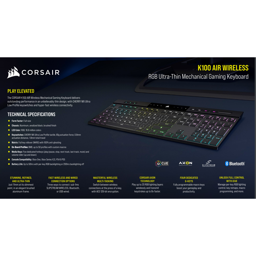 K100 AIR WIRELESS RGB Ultra-Thin Mechanical Gaming Keyboard