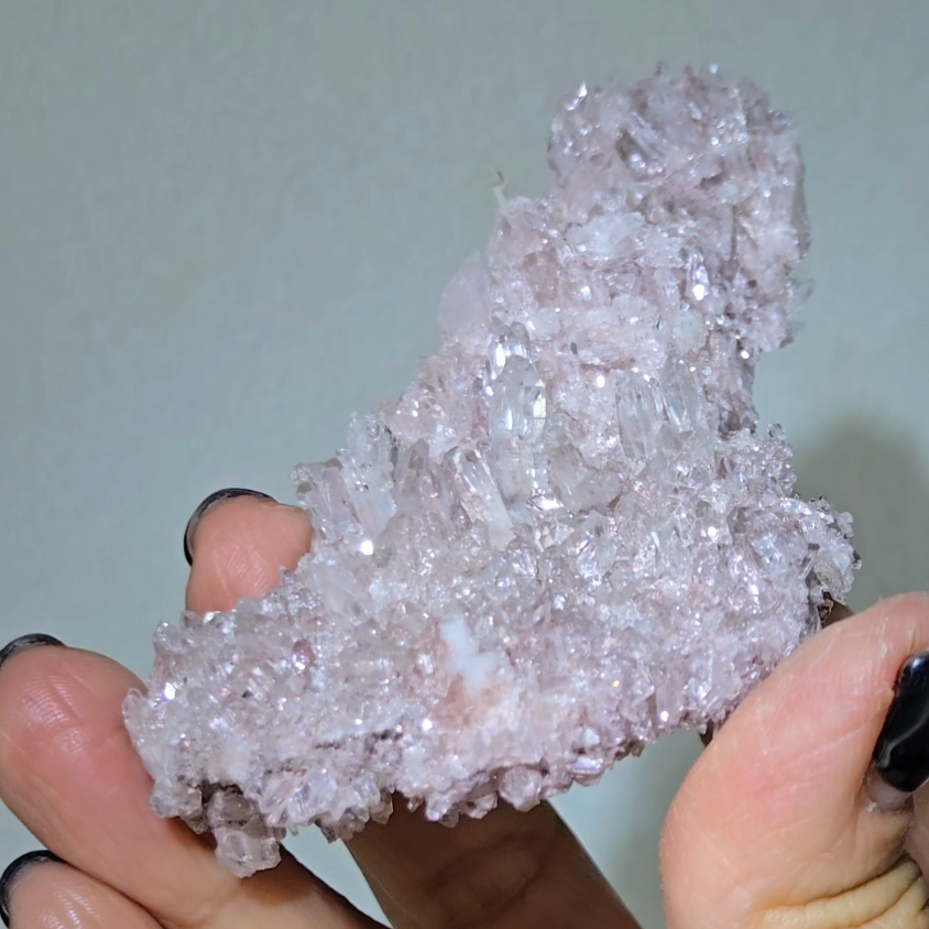 Pink Lemurian quartz cluster with crystals on both sides - LQ519