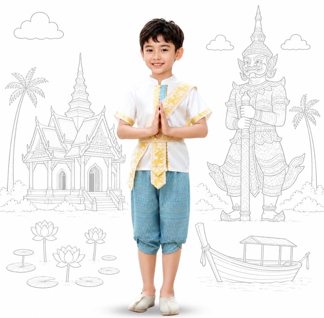 泰國男童民族服裝 Thai Traditional Costume｜International Day 學校文化日表演服｜香港現貨｜Lets Cosplay