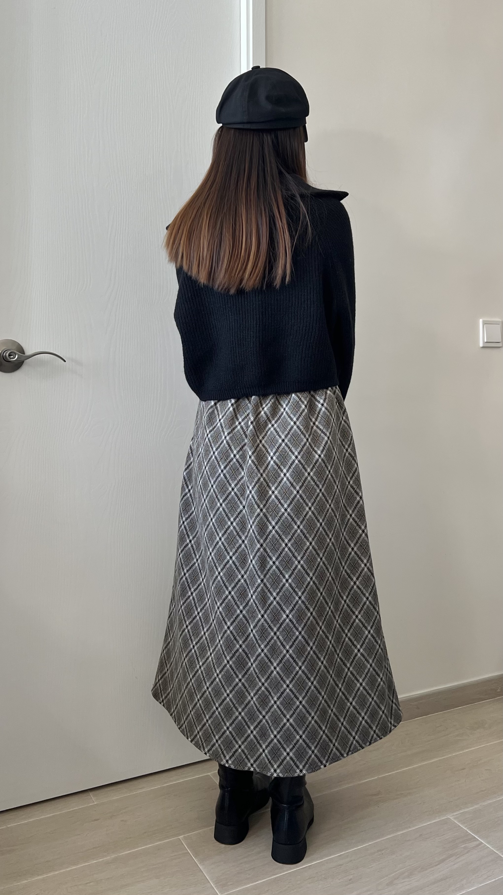 高質秋冬菱形格紋長裙 現貨