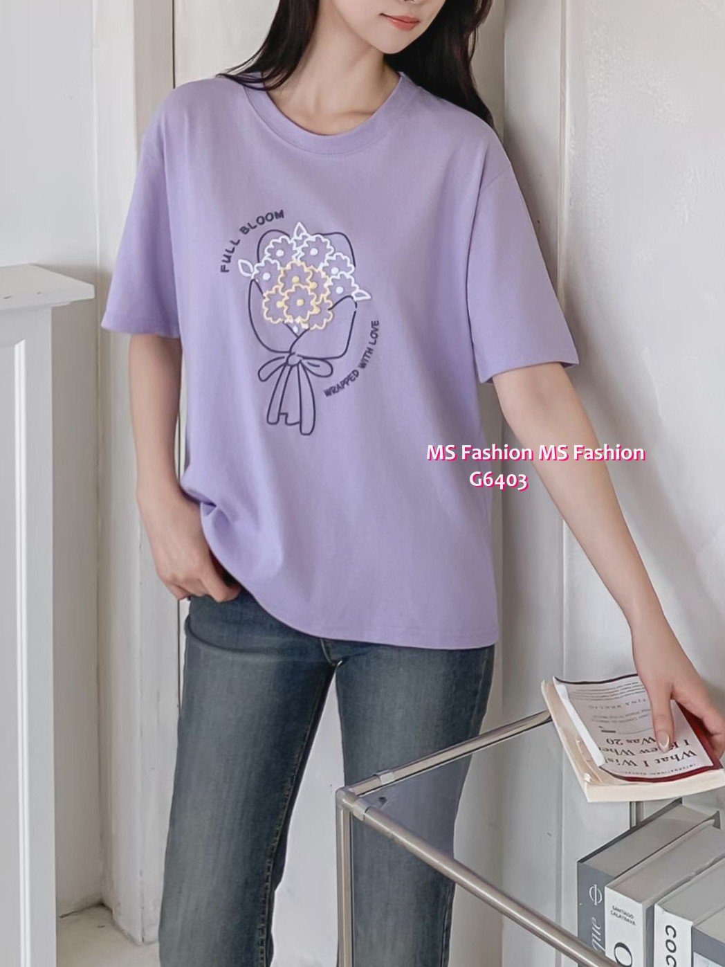 G6403 花花print tee