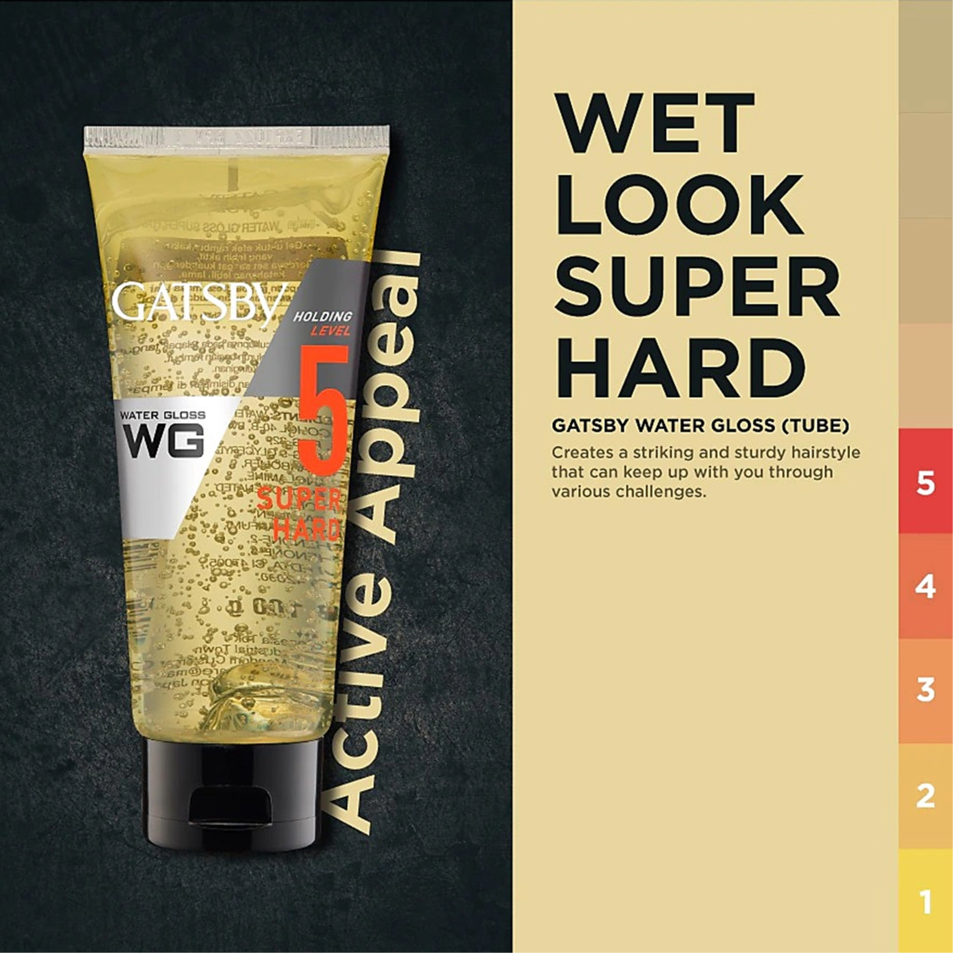 Gatsby Water Gloss Tube / Gel Rambut - 100g / SUPER HARD