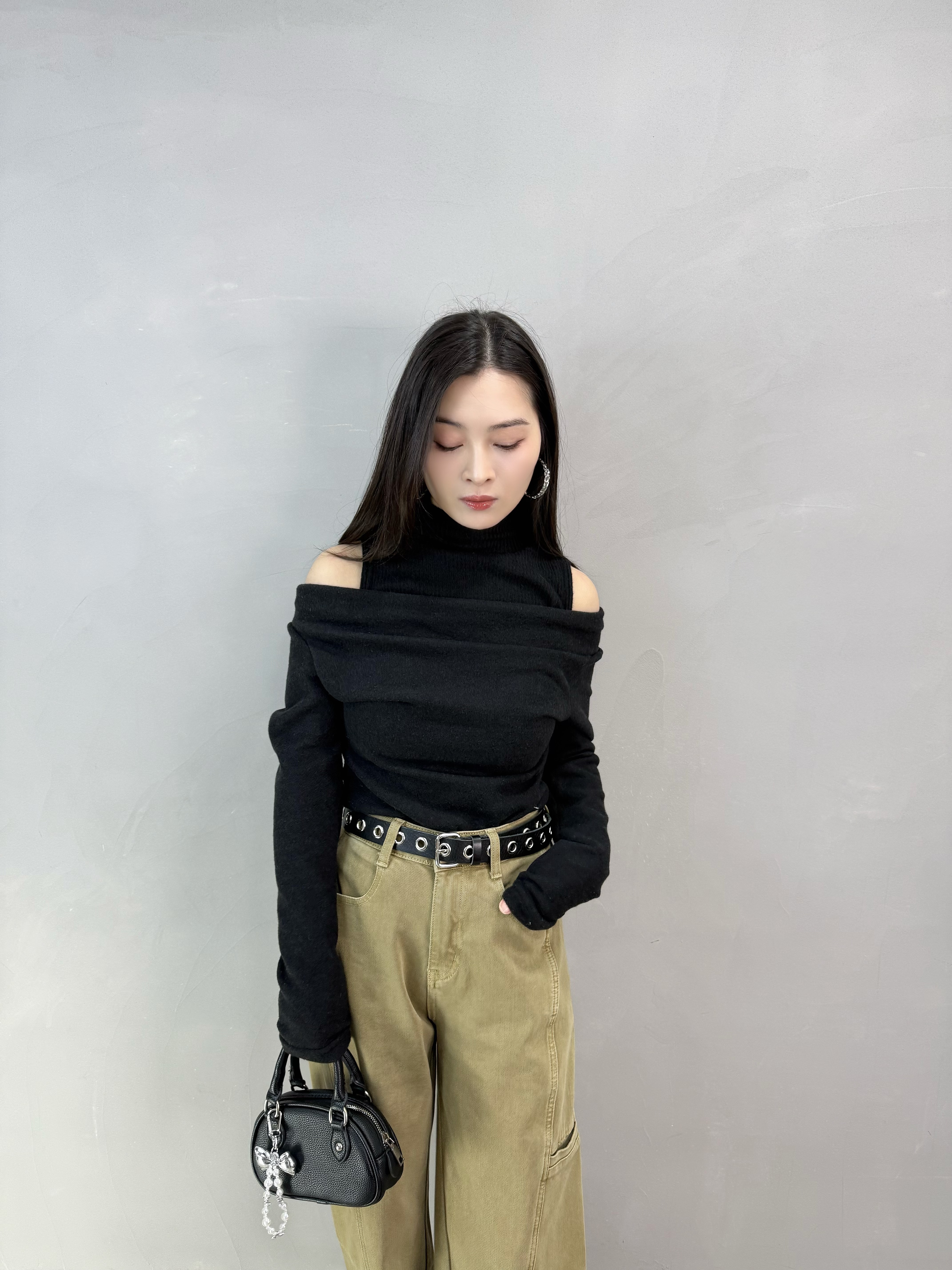 E62 小企領假兩件露膊Top