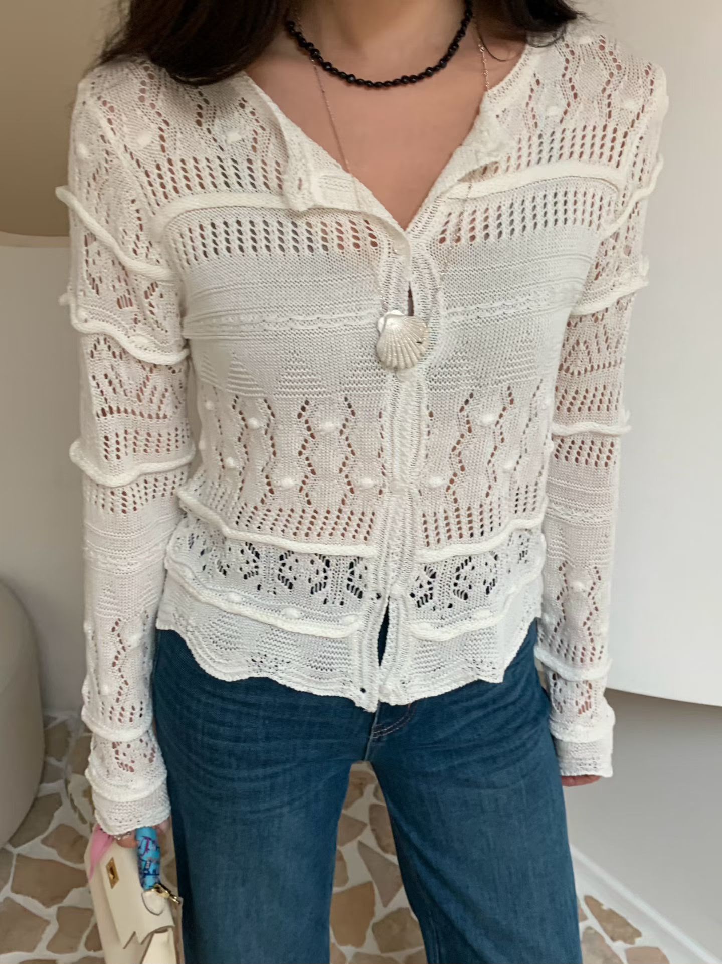 法式貝殼縷空Cardigan