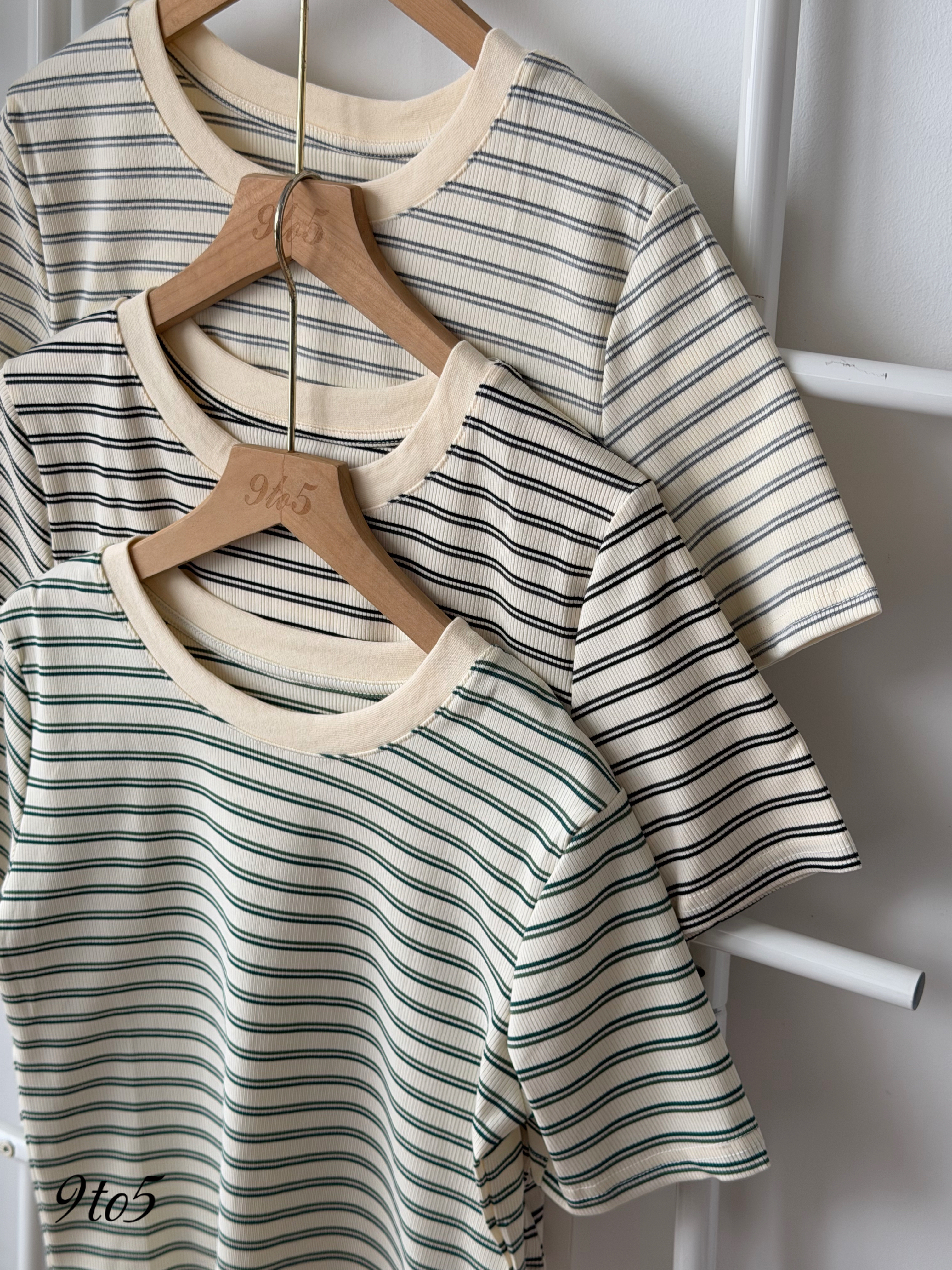 T4507 Stripes Short Sleeves Tee - 3 Colors 