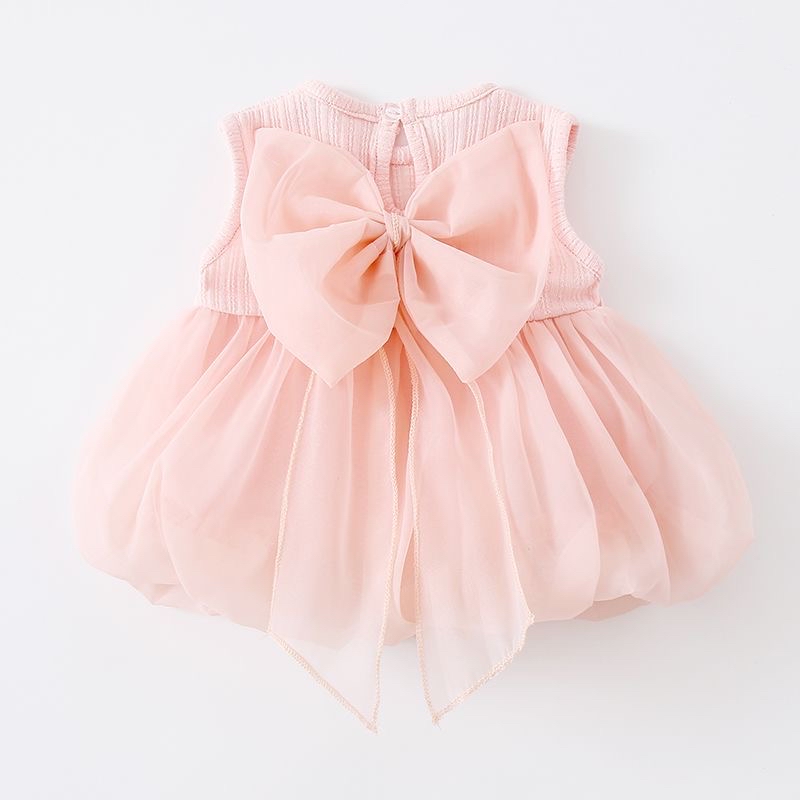 67122404 | Sleeveless Ribbed Knit Tulle Bubble Dress