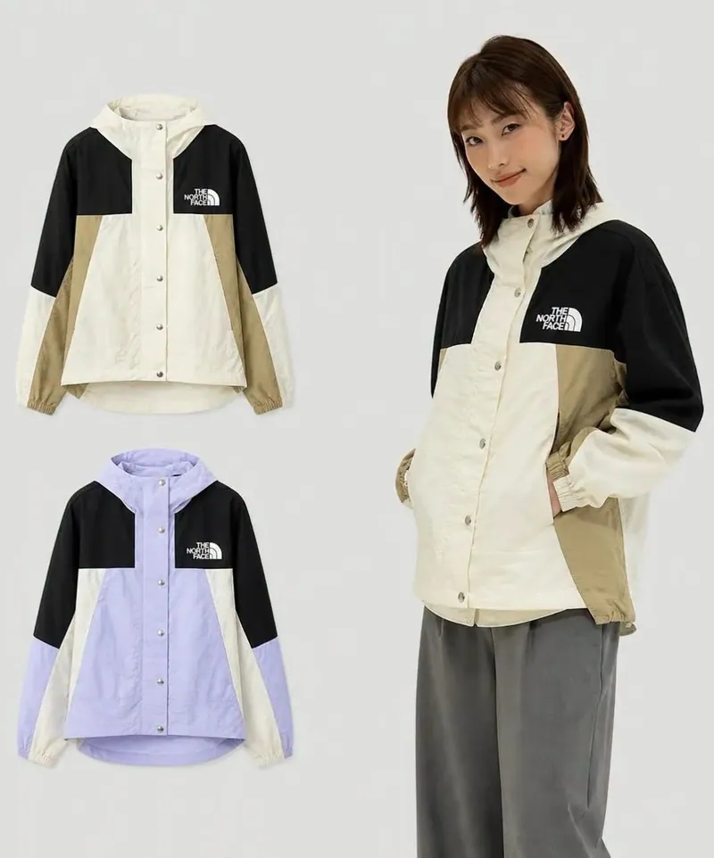 The North Face 拼色短款輕薄連帽風衣外套