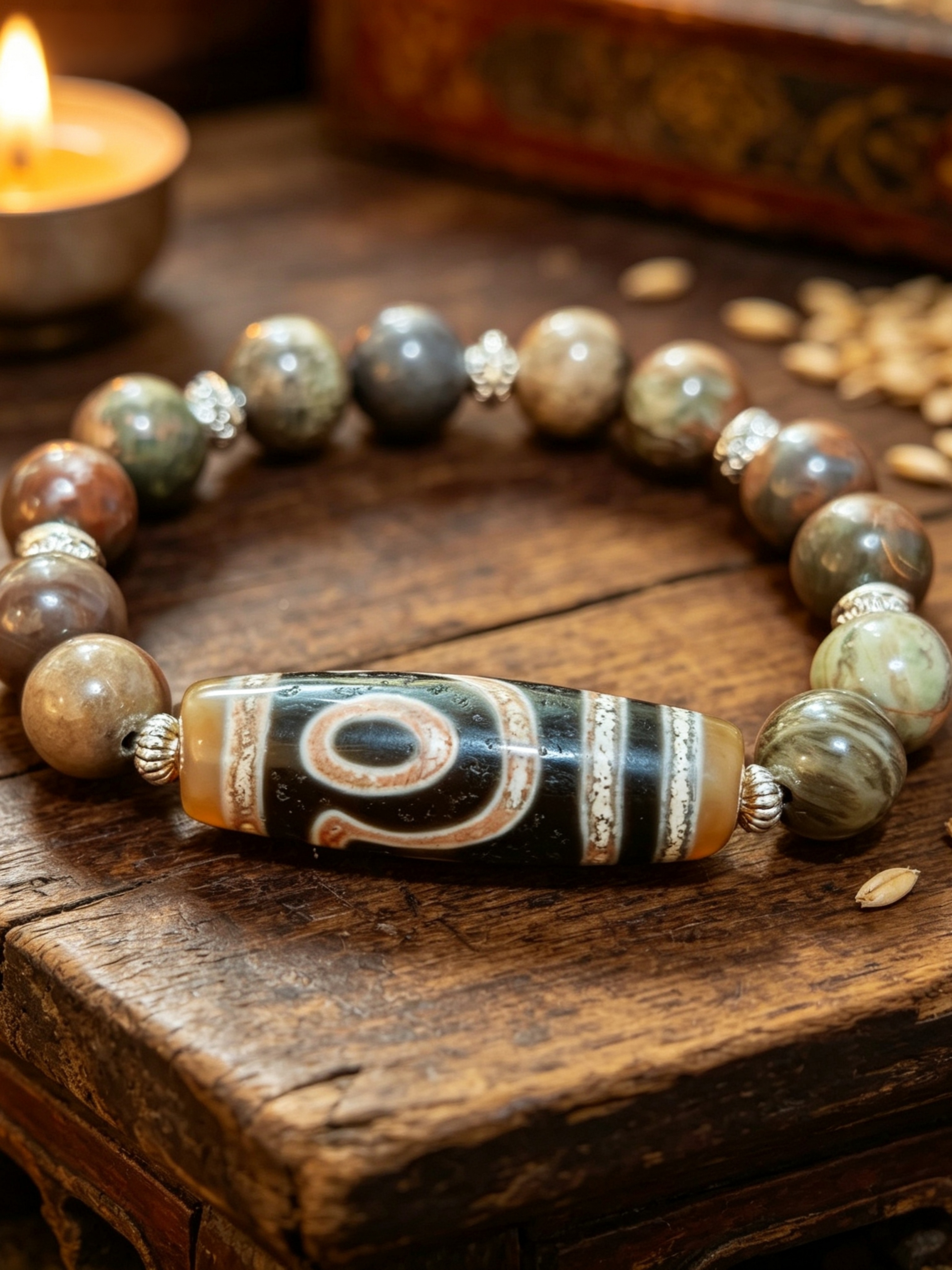 「朱砂二眼天珠」26043