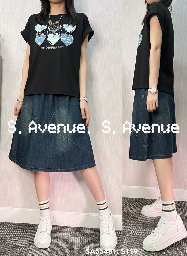 SA55481: 短袖撍袖閃閃心心tee