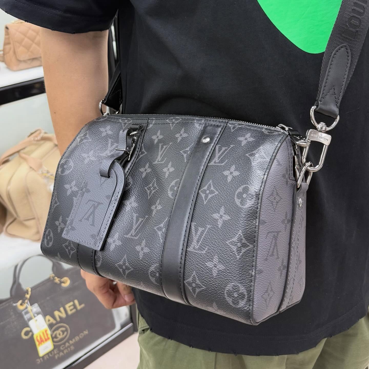 LV🤍PRE OWNED City keepall 黑色老花 晶片款 有單有盒🖤