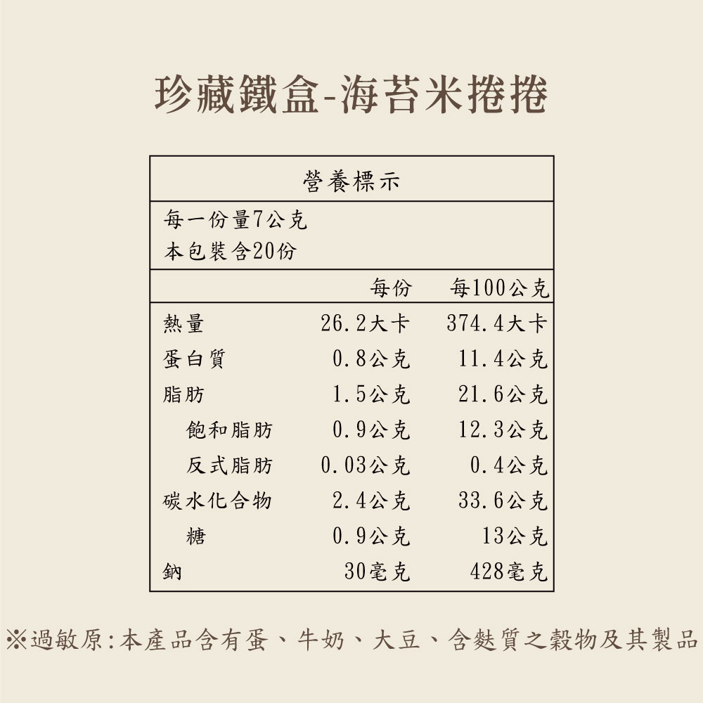 久久津 珍藏鐵盒-海苔米捲捲 (食用期 2026-10-15)