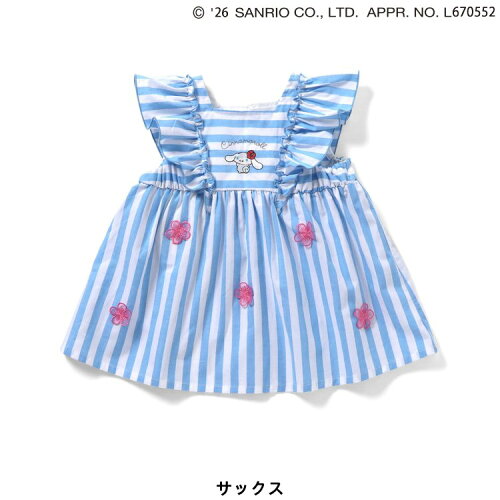 🆕【⭐訂購⭐】🇯🇵日本直送🌀#Sanrio 刺繡 立體花朵 荷葉褶邊 條紋 上衣［2款選］🌀 [ELDA-0265][260529]