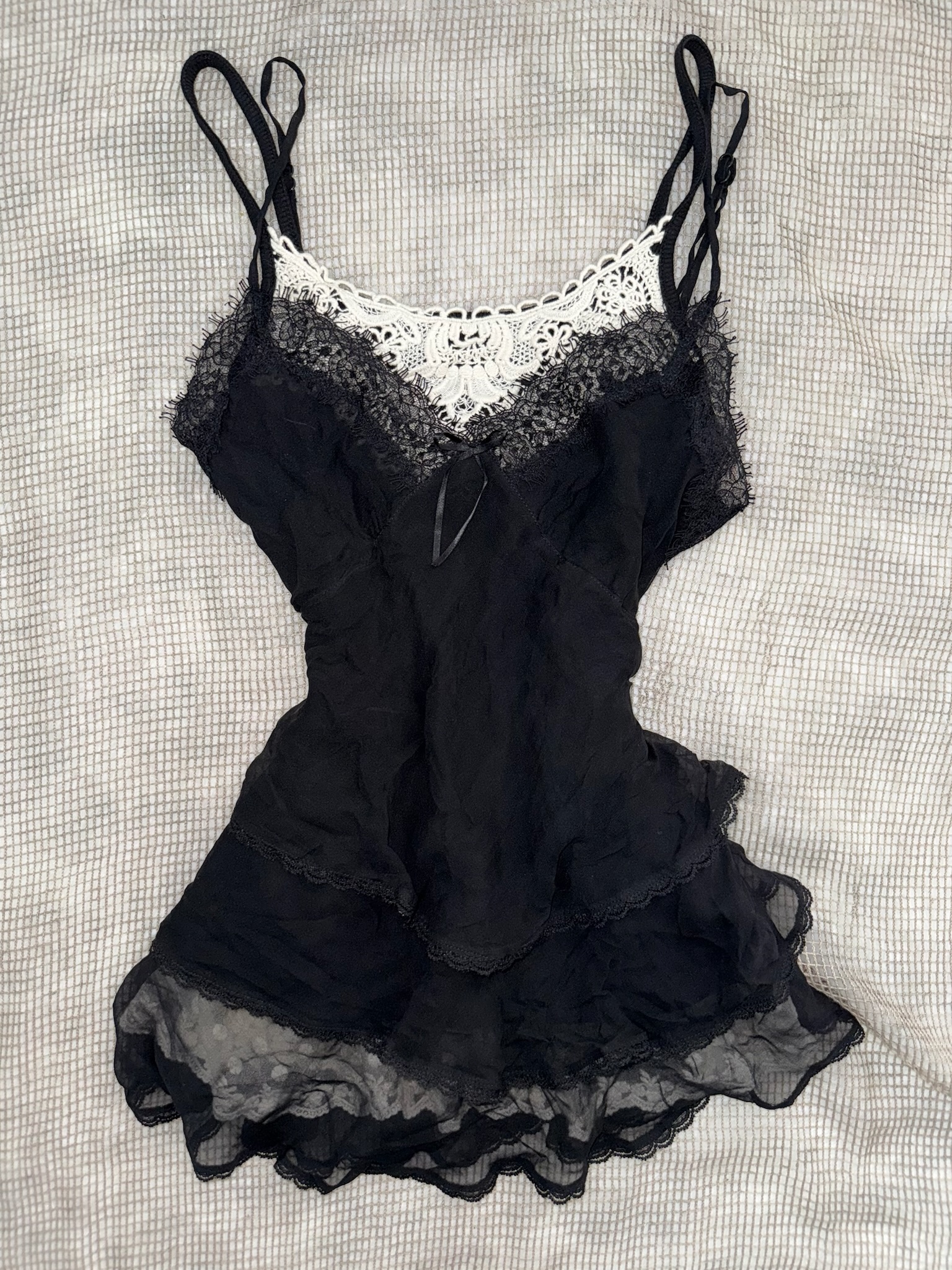 Floral Lace Trim Ruffle Hem Cami, 2ps