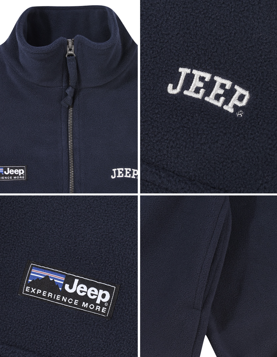 韓國 JEEP ESSENTIALS 小Logo 半拉鍊 抓絨衛衣  6色任選｜Small Logo Half Zip-Up Fleece