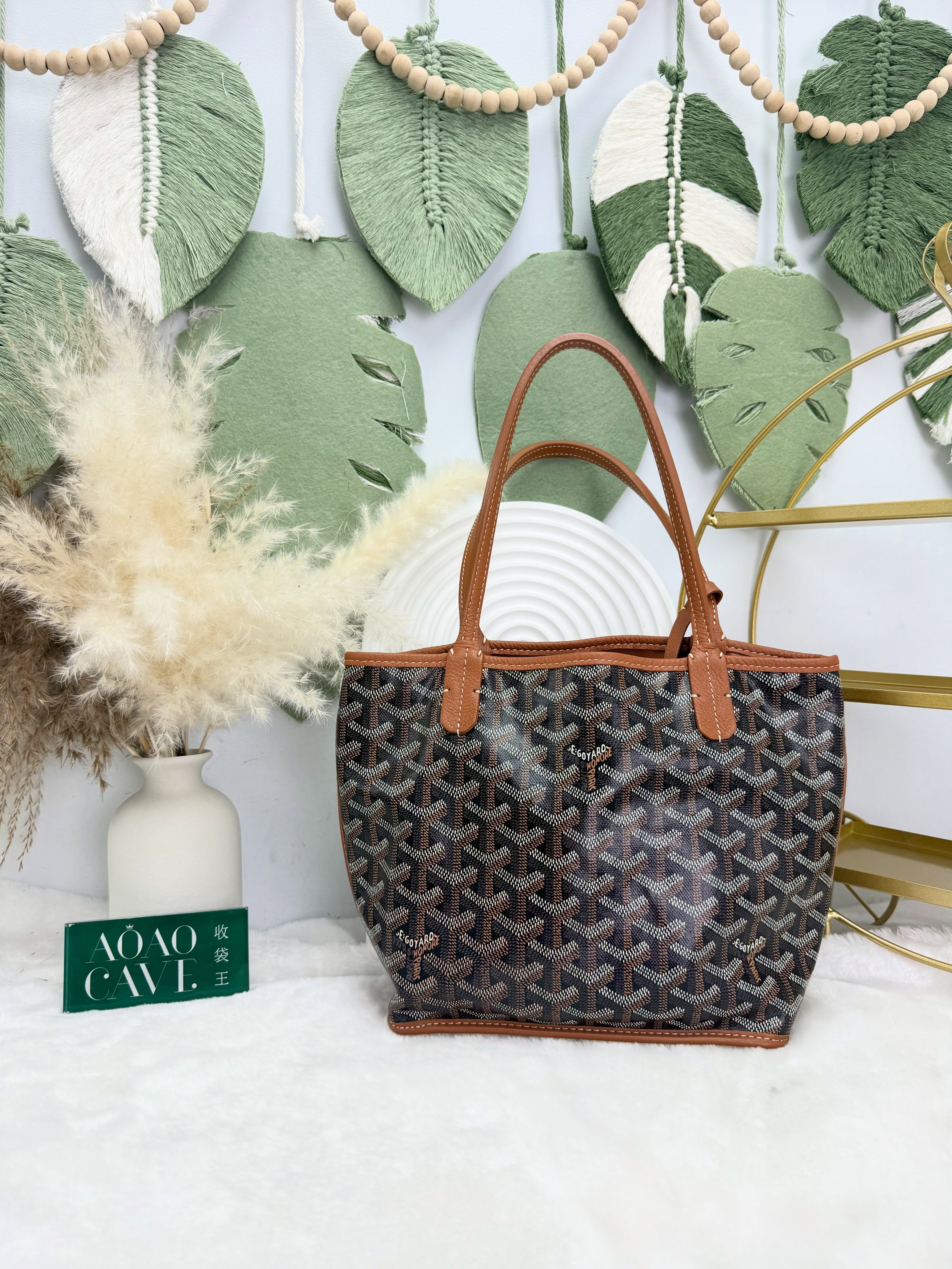 Goyard 👜 PRE OWNED 🛍️Anjou mini tote黑棕色🖤有子袋🤎