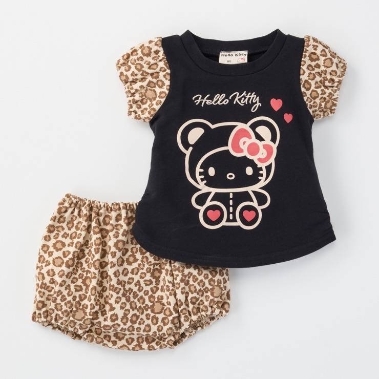 🇯🇵限量預訂 日本直送🇯🇵兩色Hello Kitty人物印花豹紋短袖上衣燈籠褲套裝