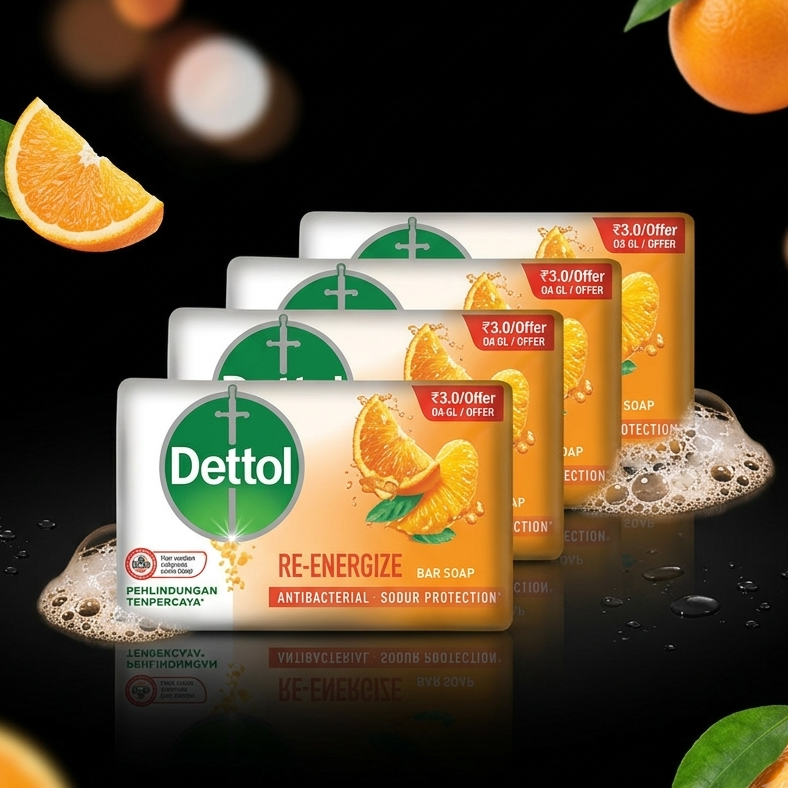 Dettol Bar Soap 100g x (3+1) Re-Energize
