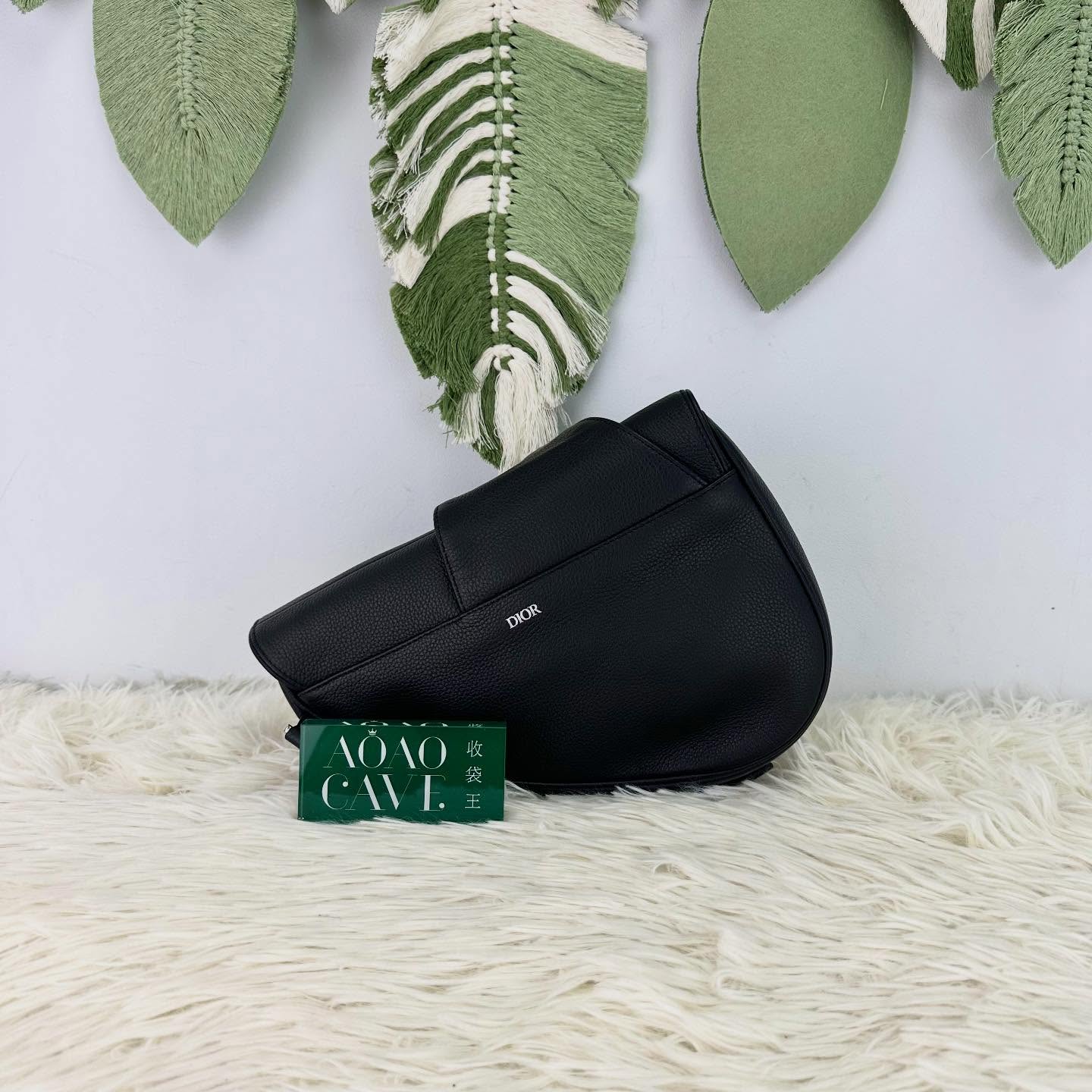 DIOR 🤍PRE OWNED Homme Saddle 黑色真皮馬鞍包 🖤