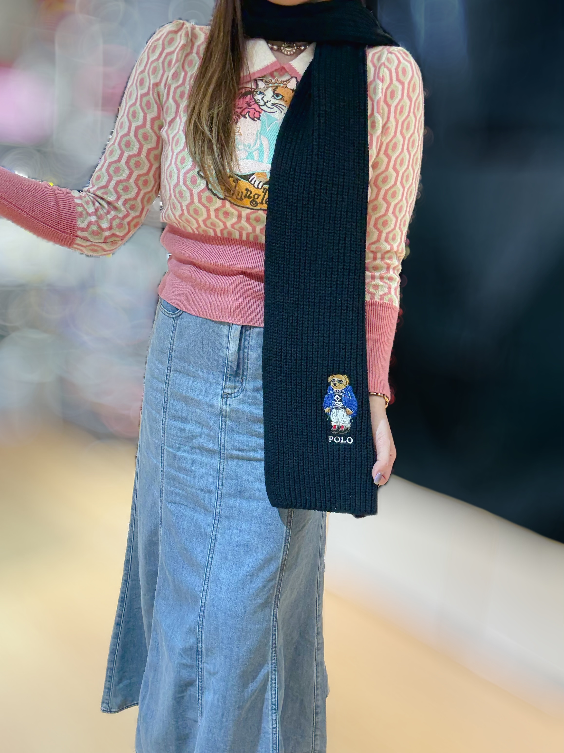 Polo scarf bear navy