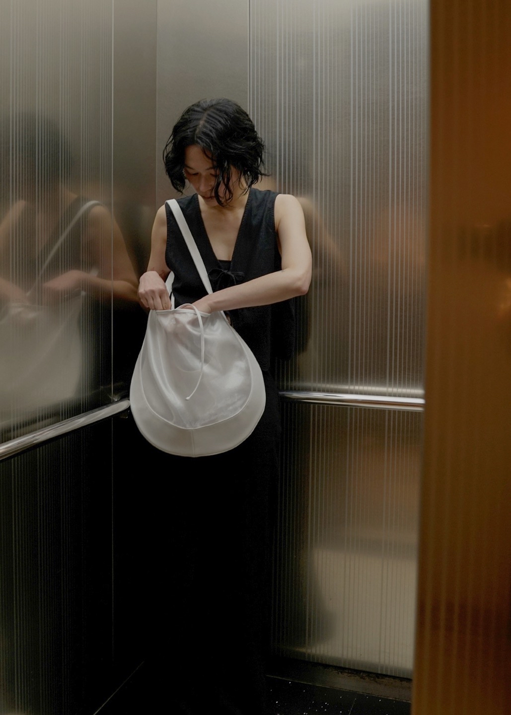 🇰🇷韓國Kwani - Curvee Hobo Bag Organza White