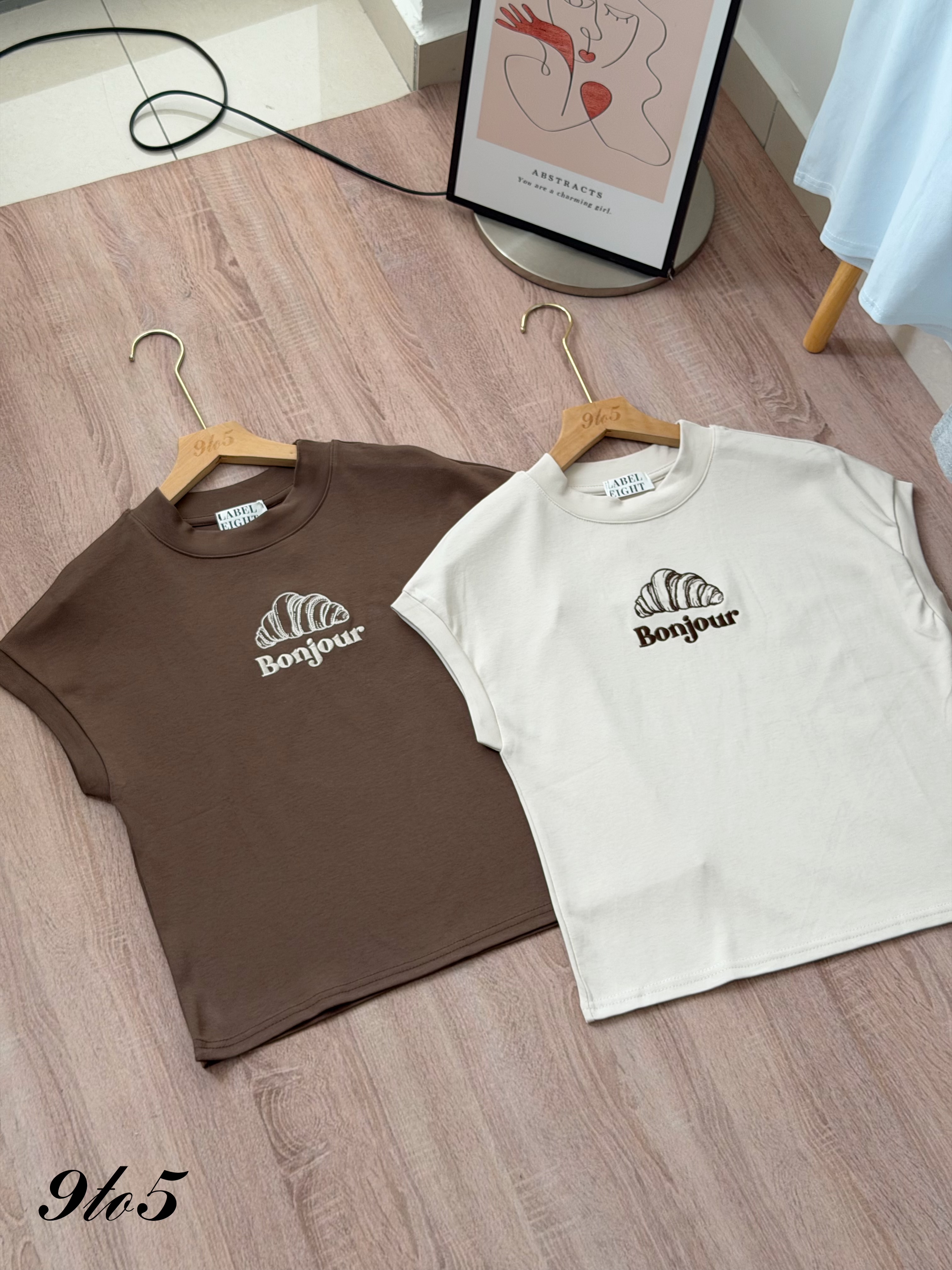 T4492 Embroidery Croissant Mock Neck Top - 4 Colors 