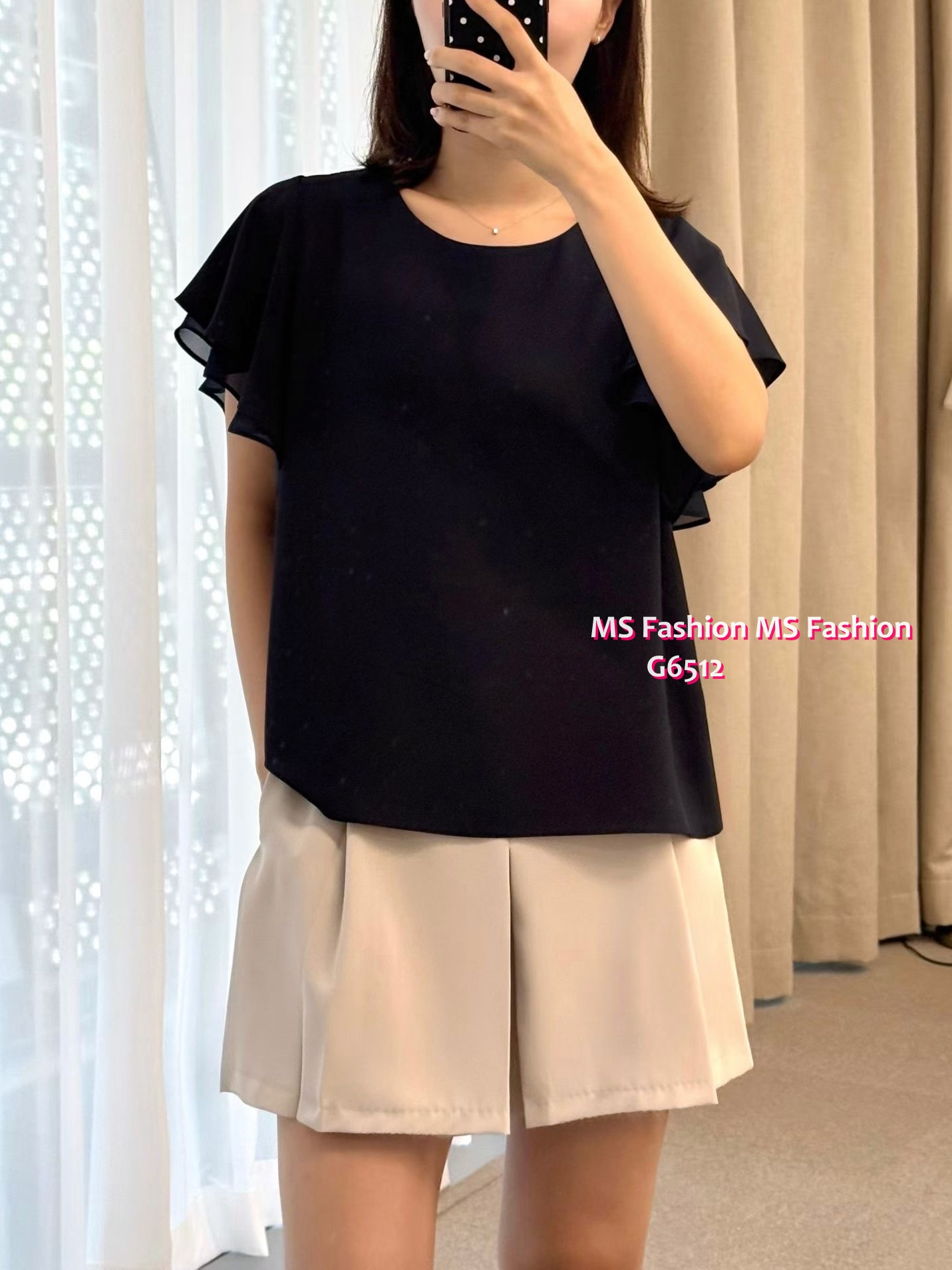 G6512 靚料ruffle袖top
