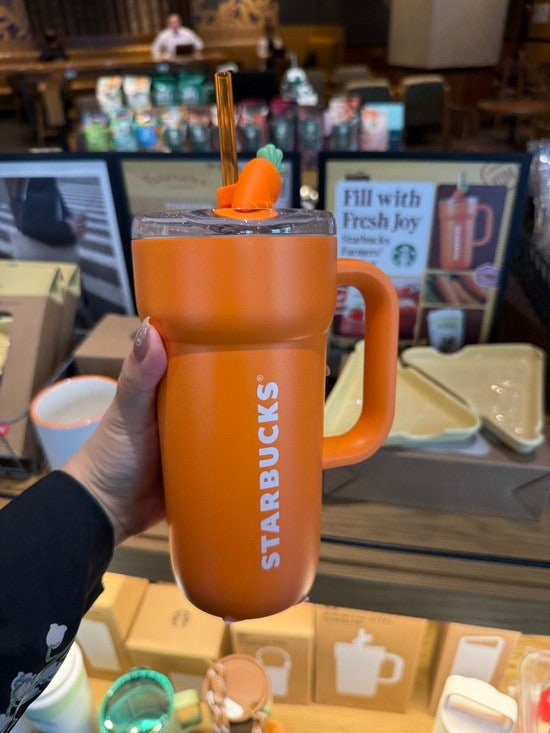 田園農夫系列｜韓國 Starbucks 星巴克 紅蘿蔔 不鏽鋼保溫瓶+ 吸管 591ml｜Farmers Market  Dante Tumbler