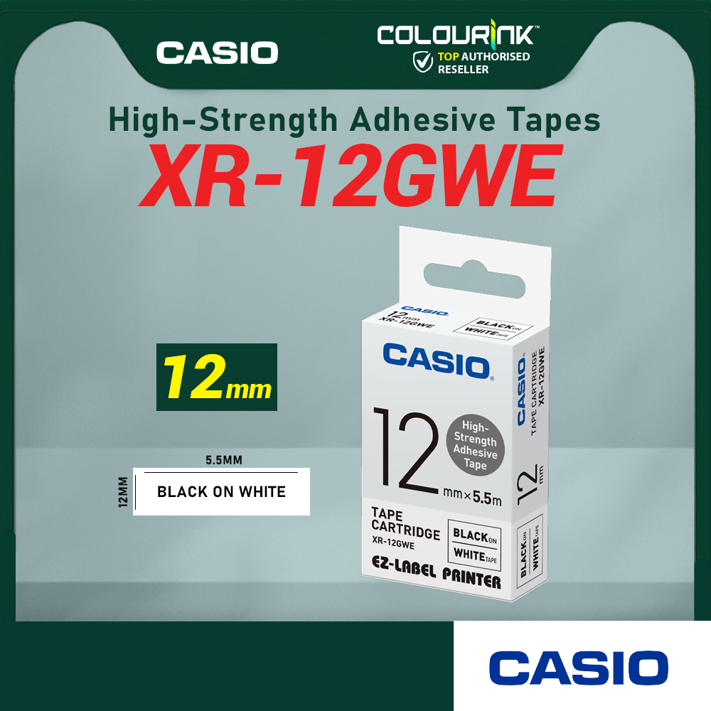 CASIO ORIGINAL GENUINE 12MM EZ LABEL TAPE FOR KL-120 KL-130 KL-820 KL-60 KL-HD1 KL-8400 KL-G2