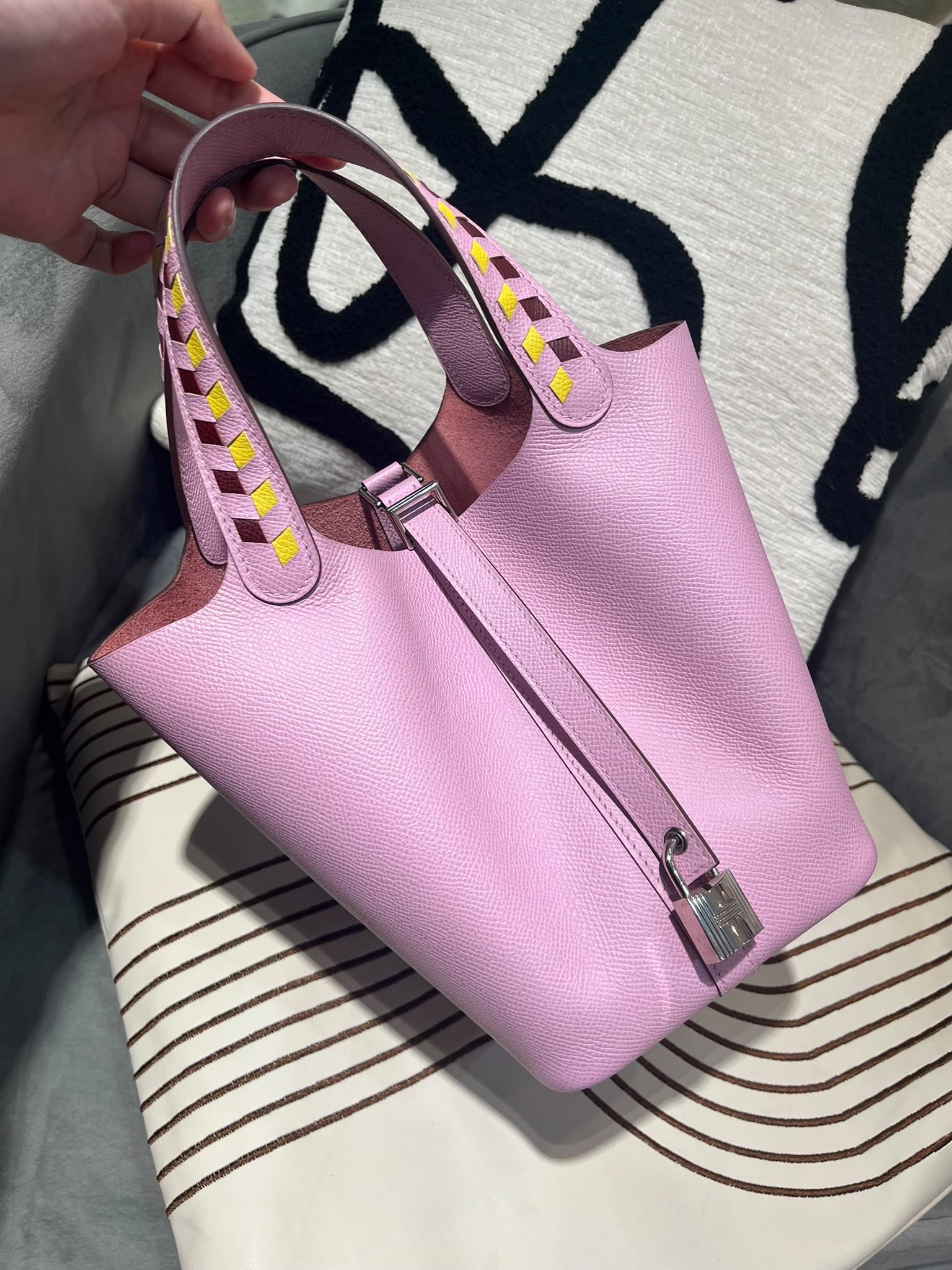 Hermes Picotin 18,錦葵紫STAMP D 特別限量款 Tressage de Cuir 系列Epsom 牛皮， 100%Authentic ,95%new ☑️Key lock ☑️dust bag 