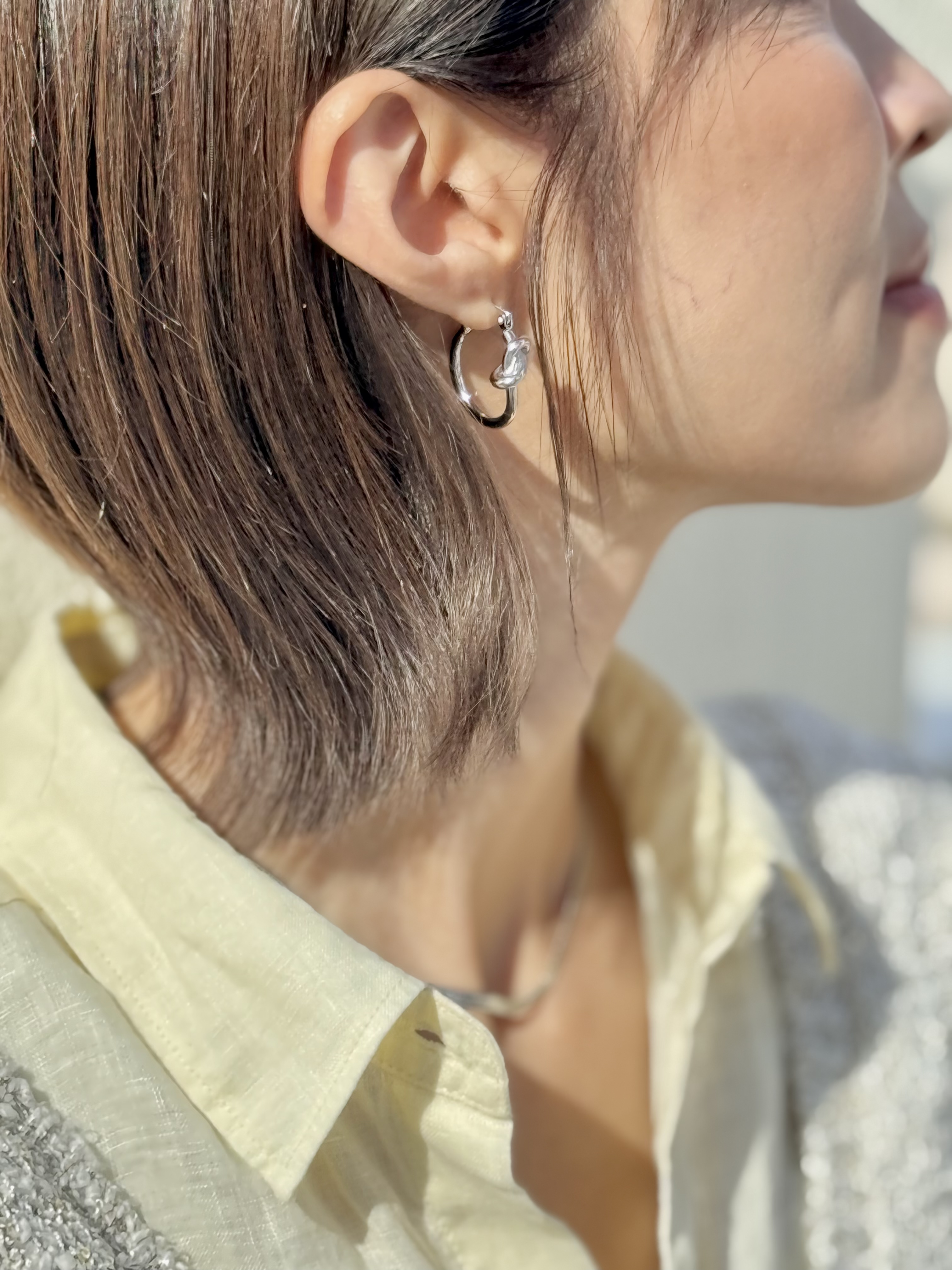 Sliver twist circle stainless earring